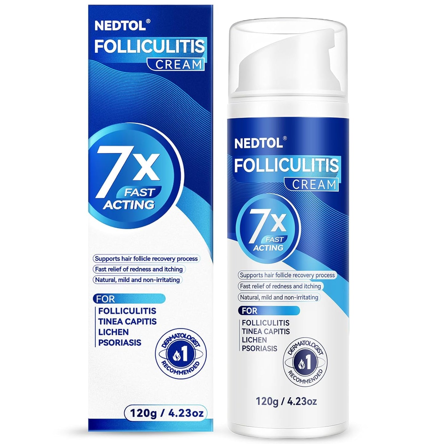 Folliculitis Treatment Cream - 7X Fast-Acting Ointment for Scalp, Face & Body | Relieves Itching & Redness - 120g