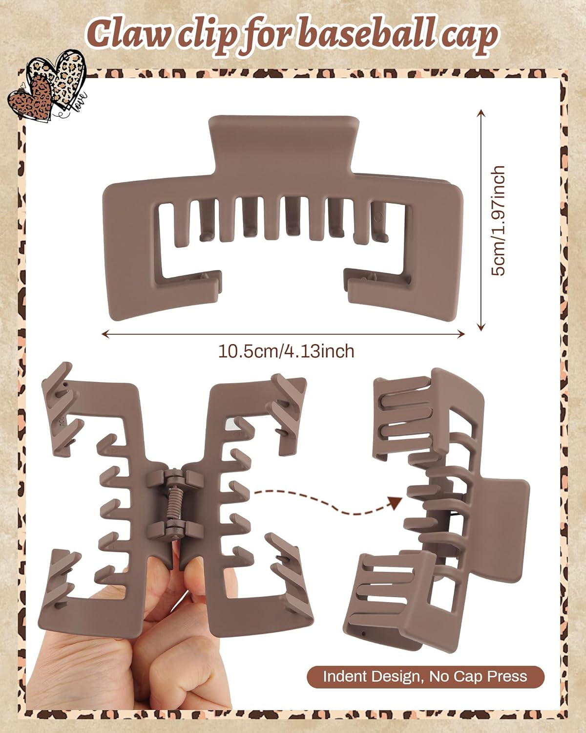 Hat-Friendly Claw Clips for Baseball Caps - 4 Pcs Hair Accessories for Thick Hair | Stylish Trucker Hat Clips
