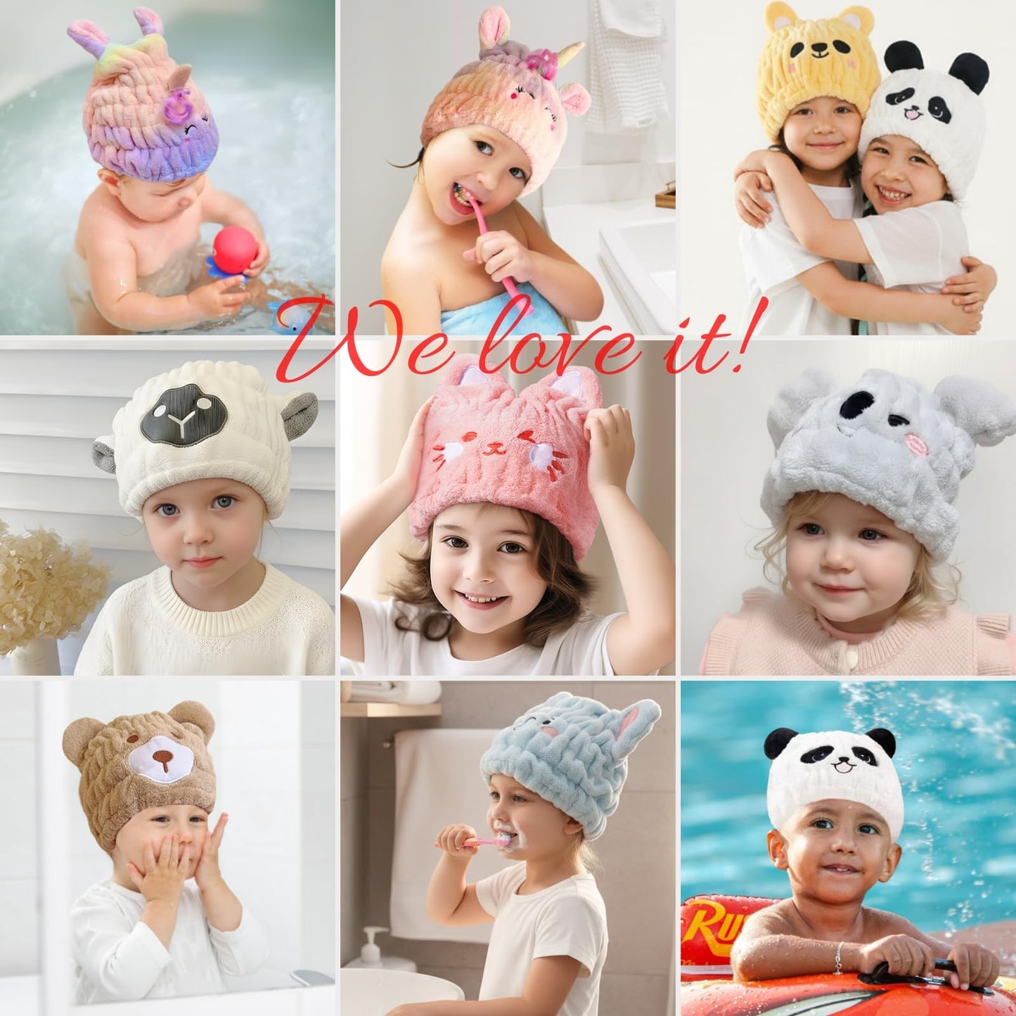 LCBD Microfiber Hair Towel Wrap for Kids, Unicorn Dry Hair Cap Suck Water, Absorbent Quick Girls Boys Hair Drying Towel, Lightweight Bouncy Hat Headscarf for Wet Hair
