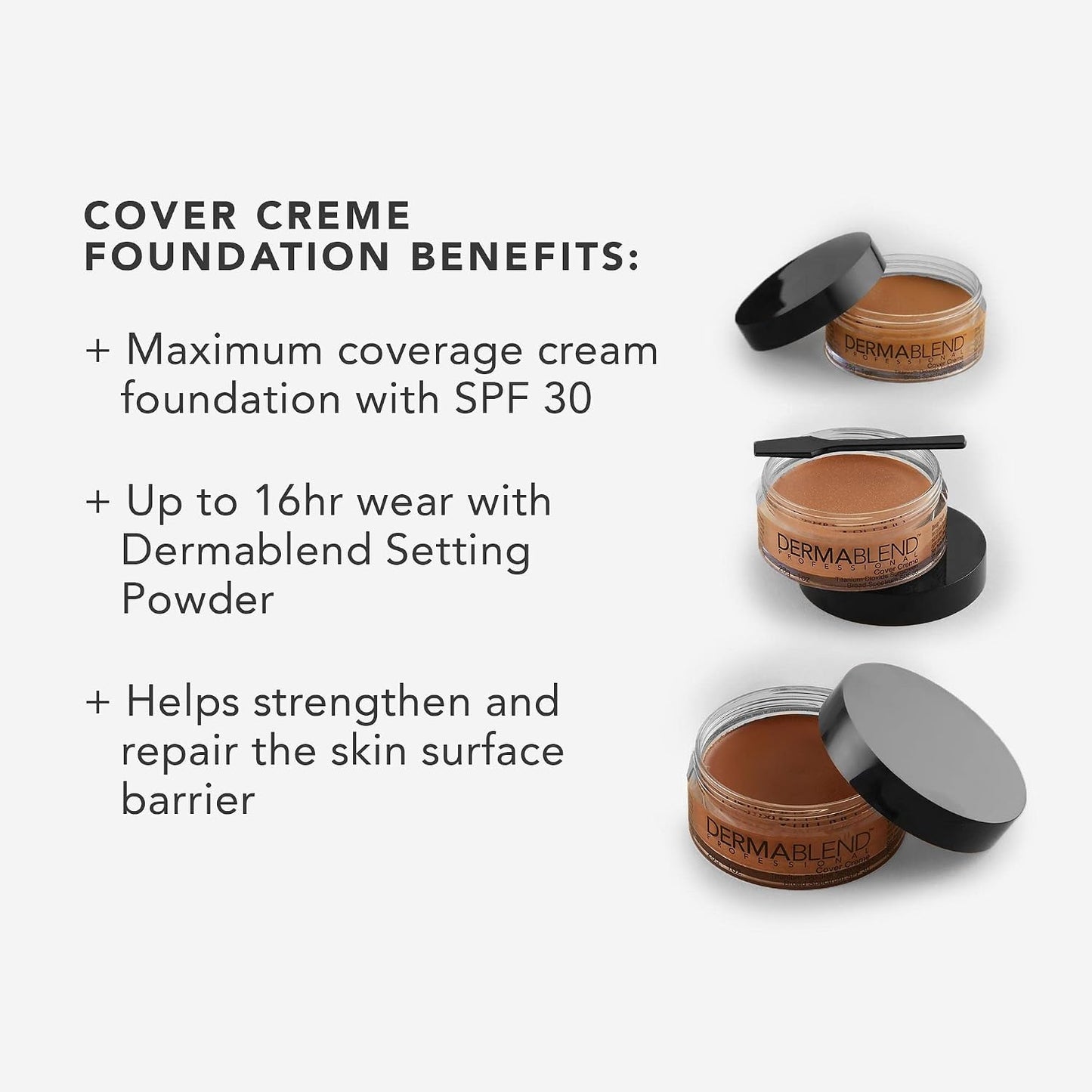 Dermablend Cover Crème Full Coverage Foundation - Hydrating Cream Concealer for Dark Circles & Blemishes | SPF 30, 1 OZ
