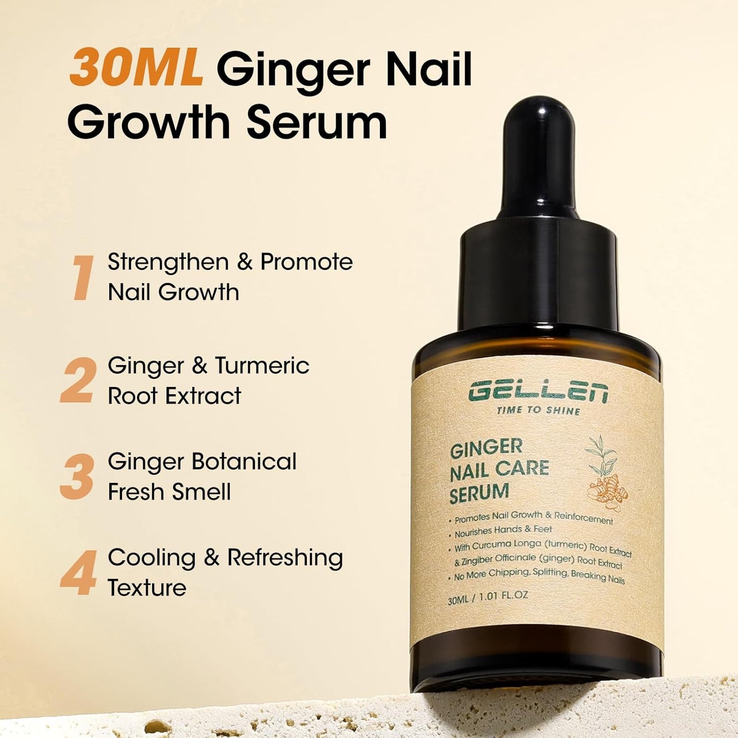Gellen Ginger Nail Growth Serum - Strengthen & Repair Weak, Brittle Nails | 7-14 Days Treatment