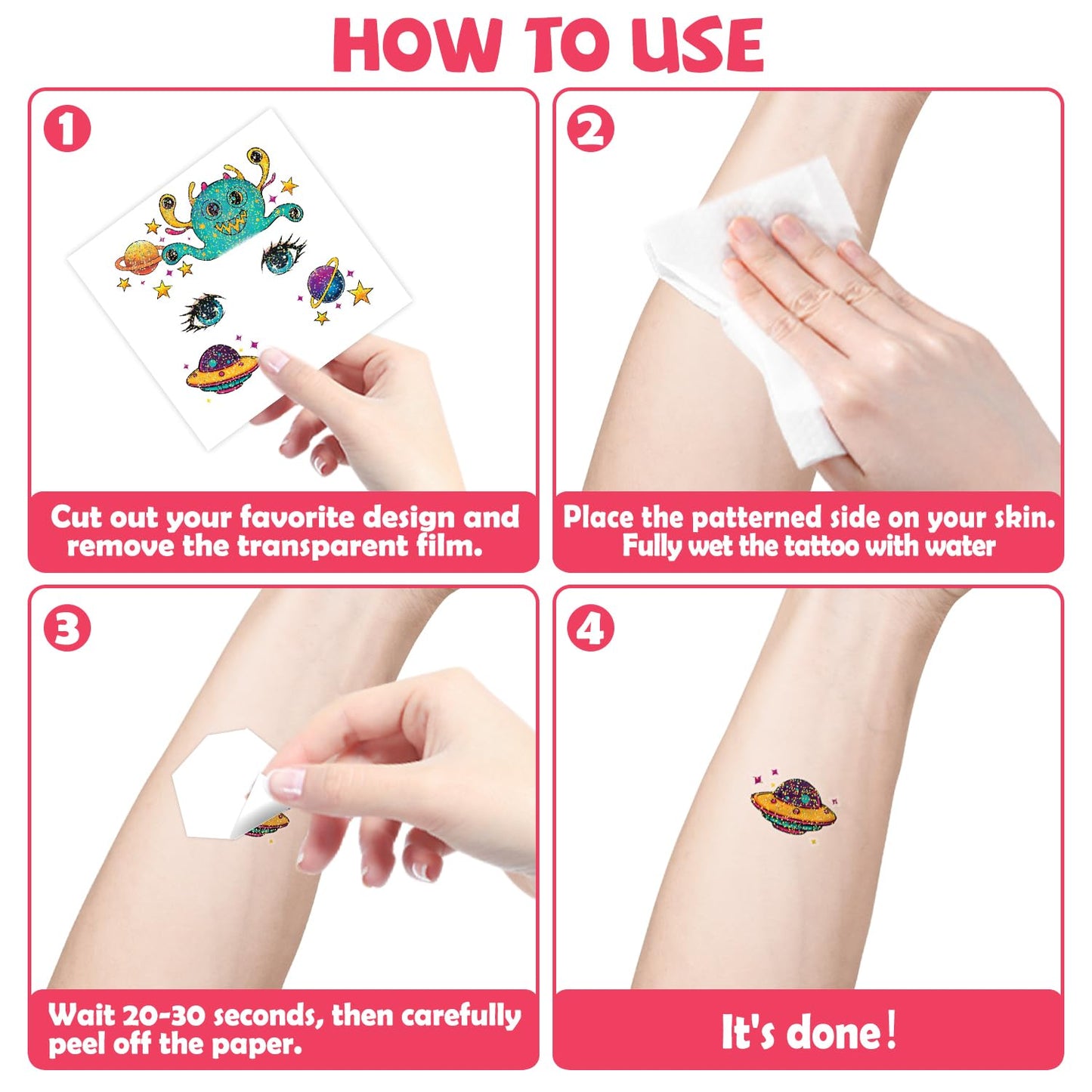 Glitter Face Tattoos for Kids - 24 Sheets of Fun Party & Birthday Designs | Perfect for Goodie Bags & Prizes