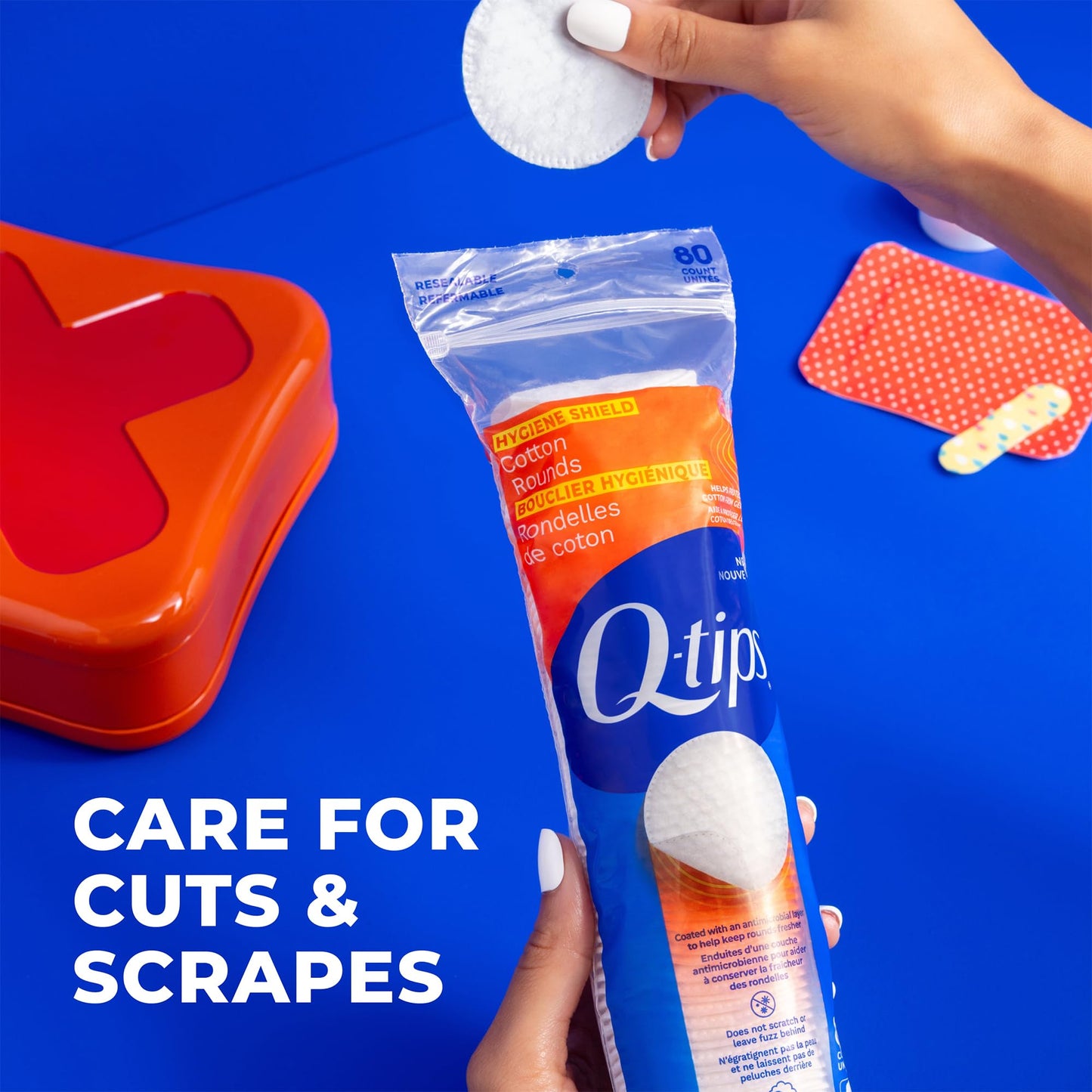 Q-tips Cotton Rounds Bundle (Exfoliating & Hygiene Shield), Soft Lint-Free Makeup Remover Pads, Skin Care and Beauty Use, 100% Cotton, 80 Ct Ea.