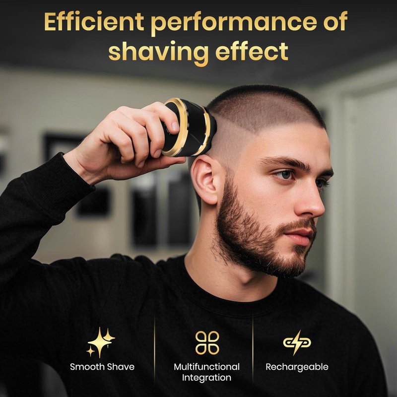 Ufree Head Shavers for Bald Men - Waterproof Bald Head Shaver with Travel Pouch, Detachable Rotary Blade for Clean Shave, Electric Razor with LED Display, Wet/Dry