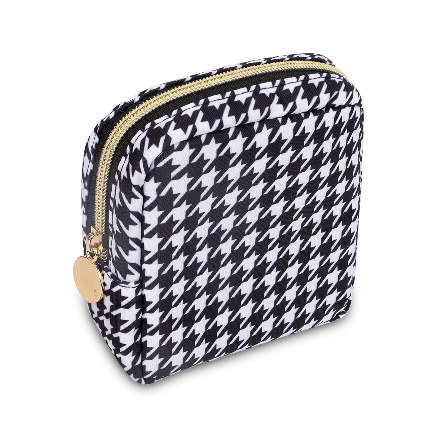 Waterproof Mini Floral Makeup Bag - Nylon Travel Pouch for Women | Cute Zipper Toiletry Organizer (Mini White-Flowers)
