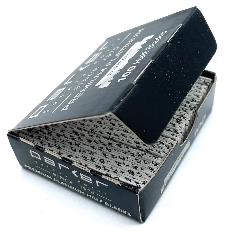 Parker Safety Razor, Premium Platinum Single Edge Razor Blades, 100 Count - For Professional Barber, Shavette and Disposable Blade Straight Razors