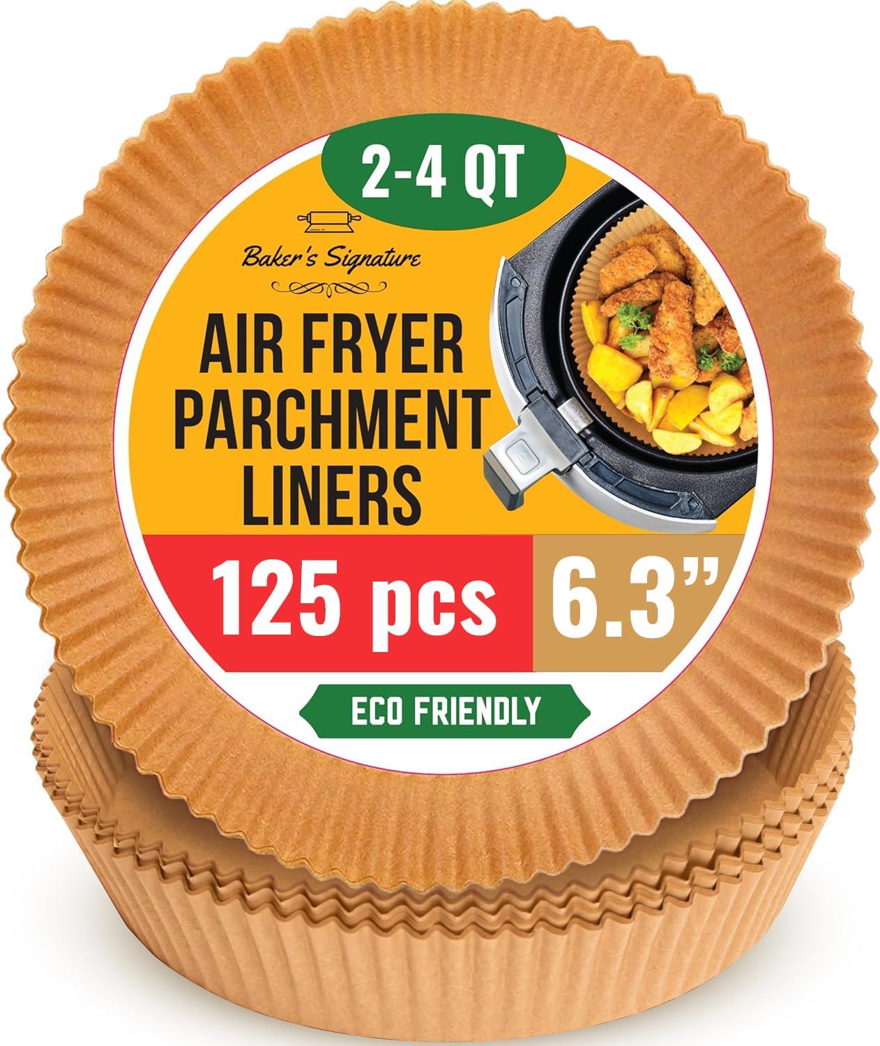 Air Fryer Paper Liners - 125 Pcs Non-Stick Disposable Liners | 8” Square for 5-8 Qt Baskets