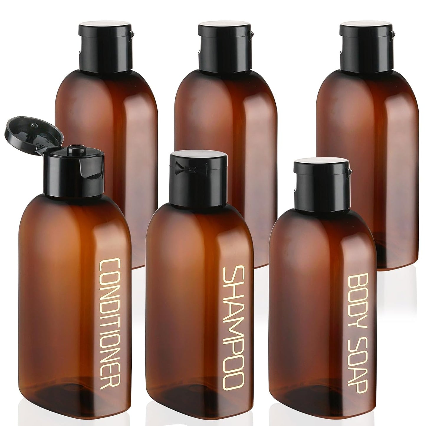 Travel Toiletries Bottles Set - 4PCS 3.4oz Leak Proof Shampoo & Conditioner Containers | TSA Approved Squeeze Bottles