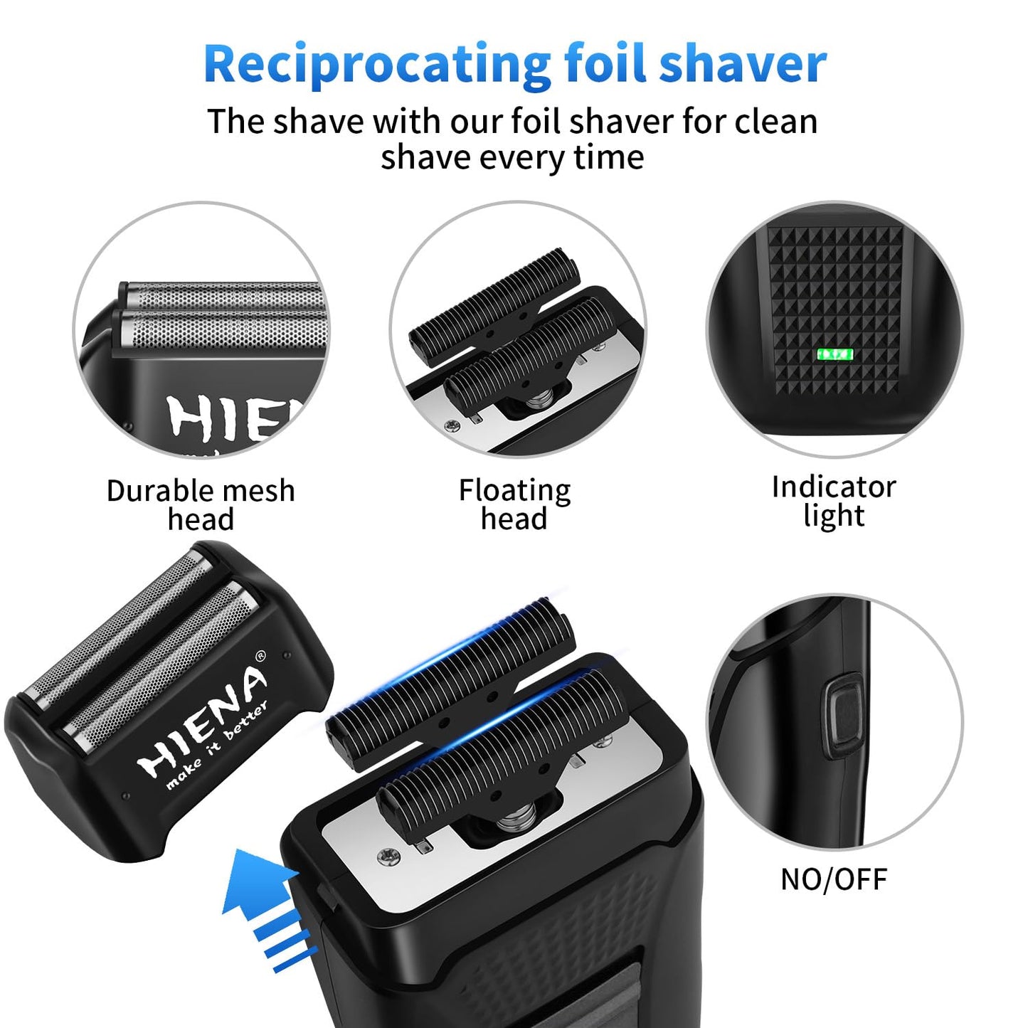 HIENA Professional Hair Clipper Set for Men, Cordless Clippers Set and Trimmer Kit, USB Rechargeable Electric Beard, Nose Hair Trimmer, Foil Shaver & Men's Facial Grooming Tool Kit, Gifts for Men