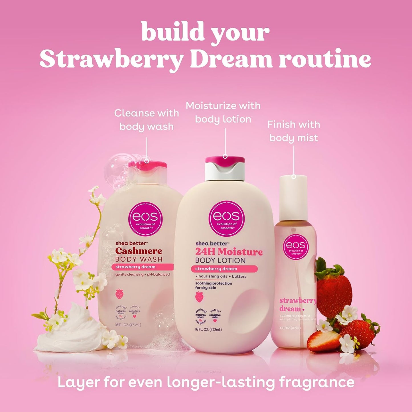 Cashmere Body Mist - Strawberry Dream Scented Spray for Women | Moisturizing Hair Mist with Hyaluronic Acid, 6 fl oz