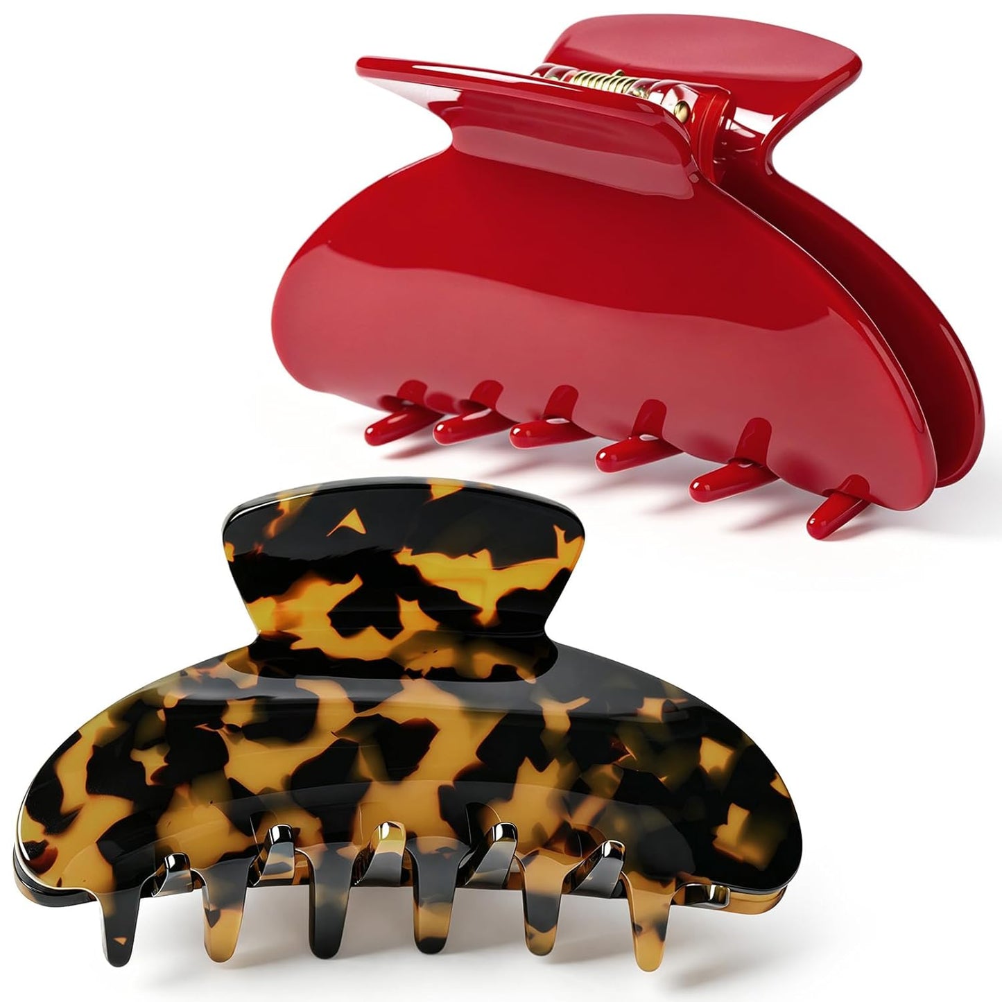 Hair Claw Banana Clips - Tortoise & Leopard Print Celluloid Barrettes | Large Fashion Accessories for Women