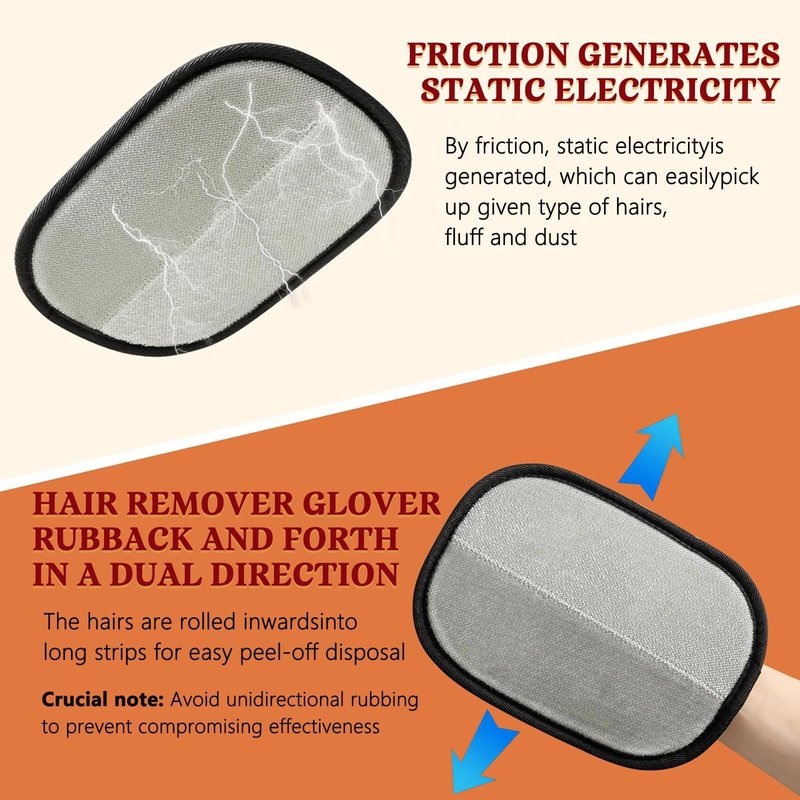 Aoawncav Pet Hair Removal Glove, Newly Upgraded Electrostatic Gloves Pet Hair for Dogs & Cats, Washable and Reusable Hair Remover Tool for Carpet, Curtain, Clothing, Couch, Car Seat - 1 Pcs