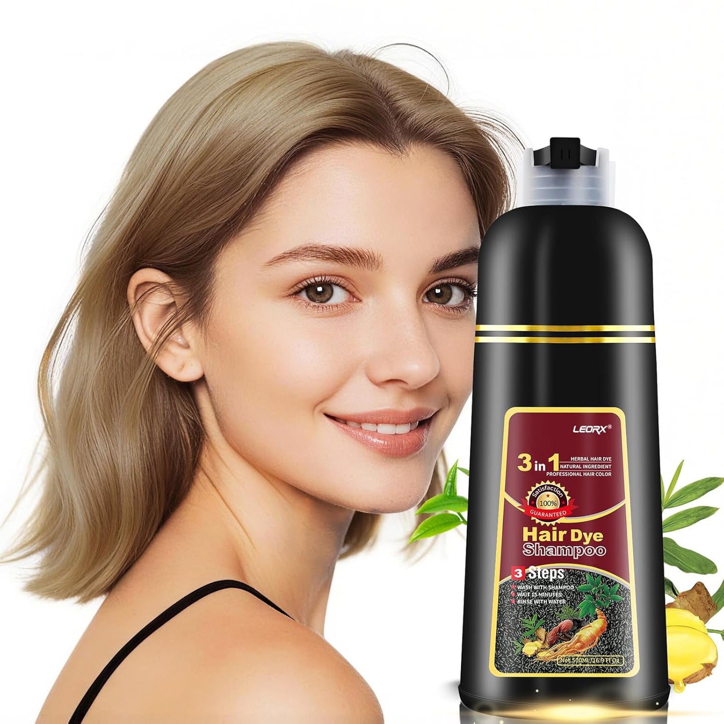 Chestnut Brown Hair Dye Shampoo | 3-in-1 Instant Herbal Color for Men & Women - Easy At-Home Application