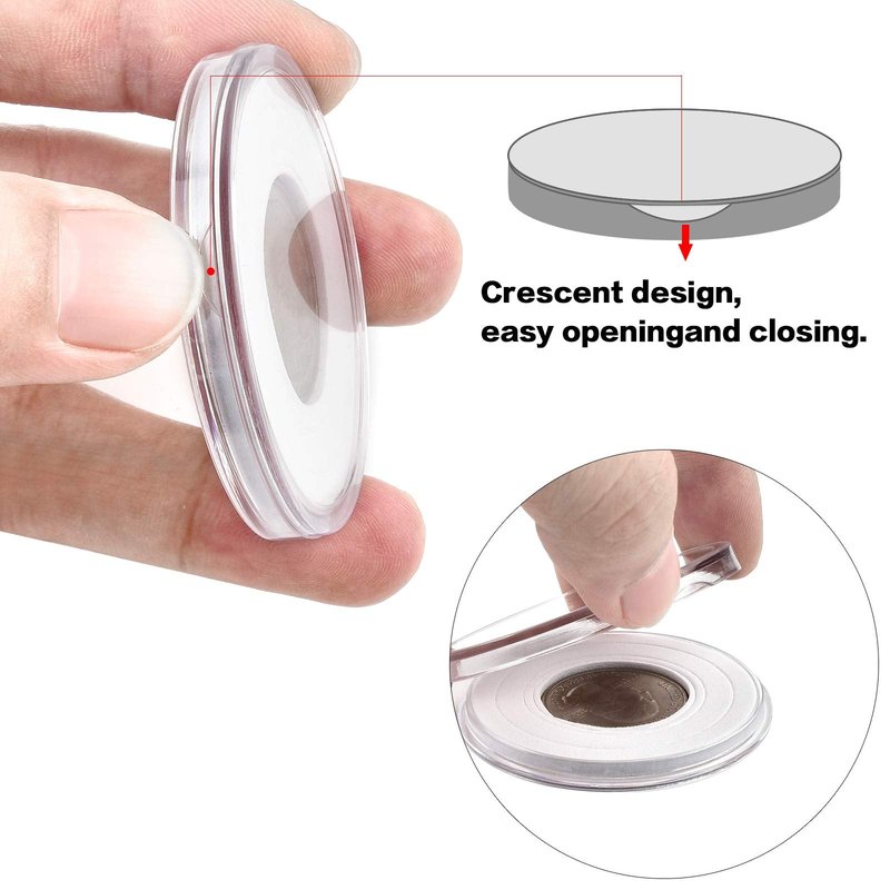 PAIYULE 96 Pieces 46mm Coin Capsules, with Foam Gasket and Plastic Storage Organizer Box, 6 Sizes (20/25/27/30/38/46mm) Coins Collector Case Holder for Coin Collection Supplies (White)
