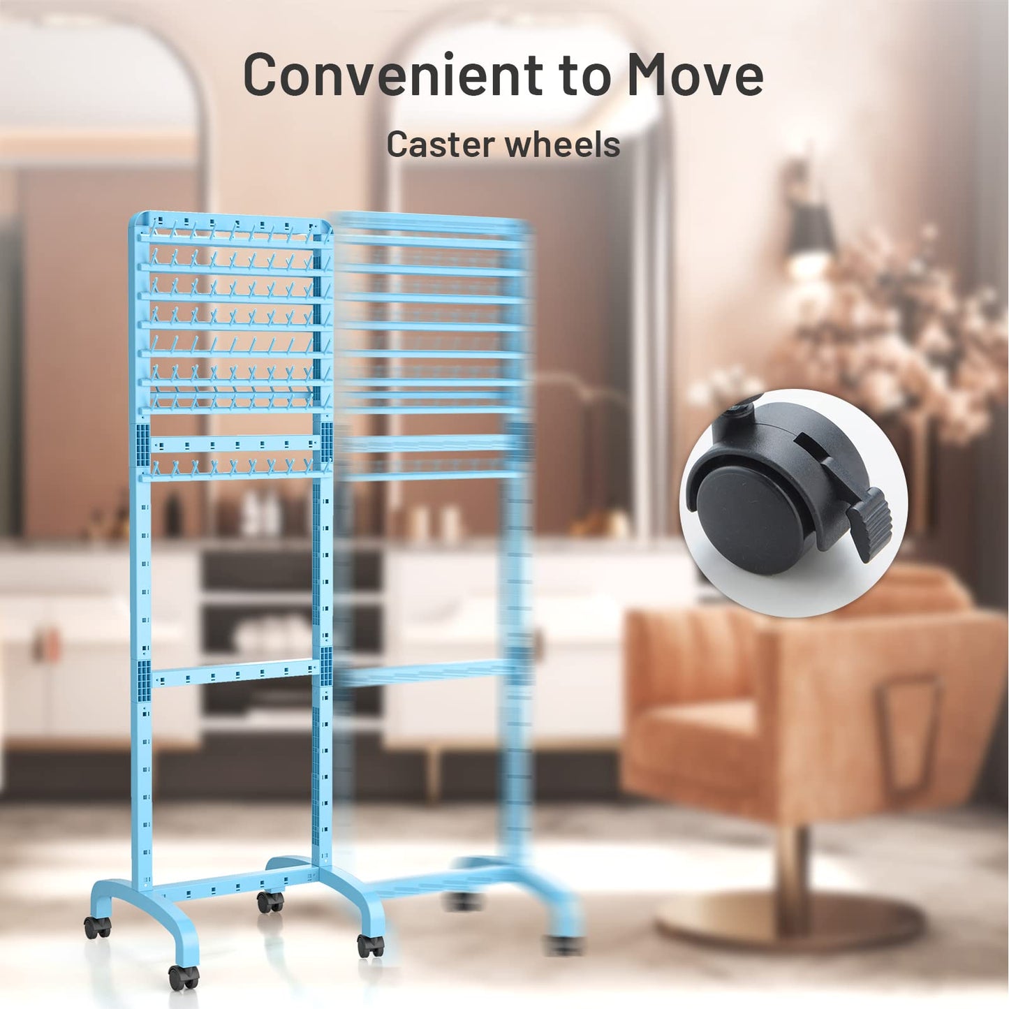 Yumkfoi Adjustable Braiding Hair Rack 160 Pegs, Double-Sided Standing Hair Stand for Braiding, Adjustable Height Braid Rack with Wheels for Stylists
