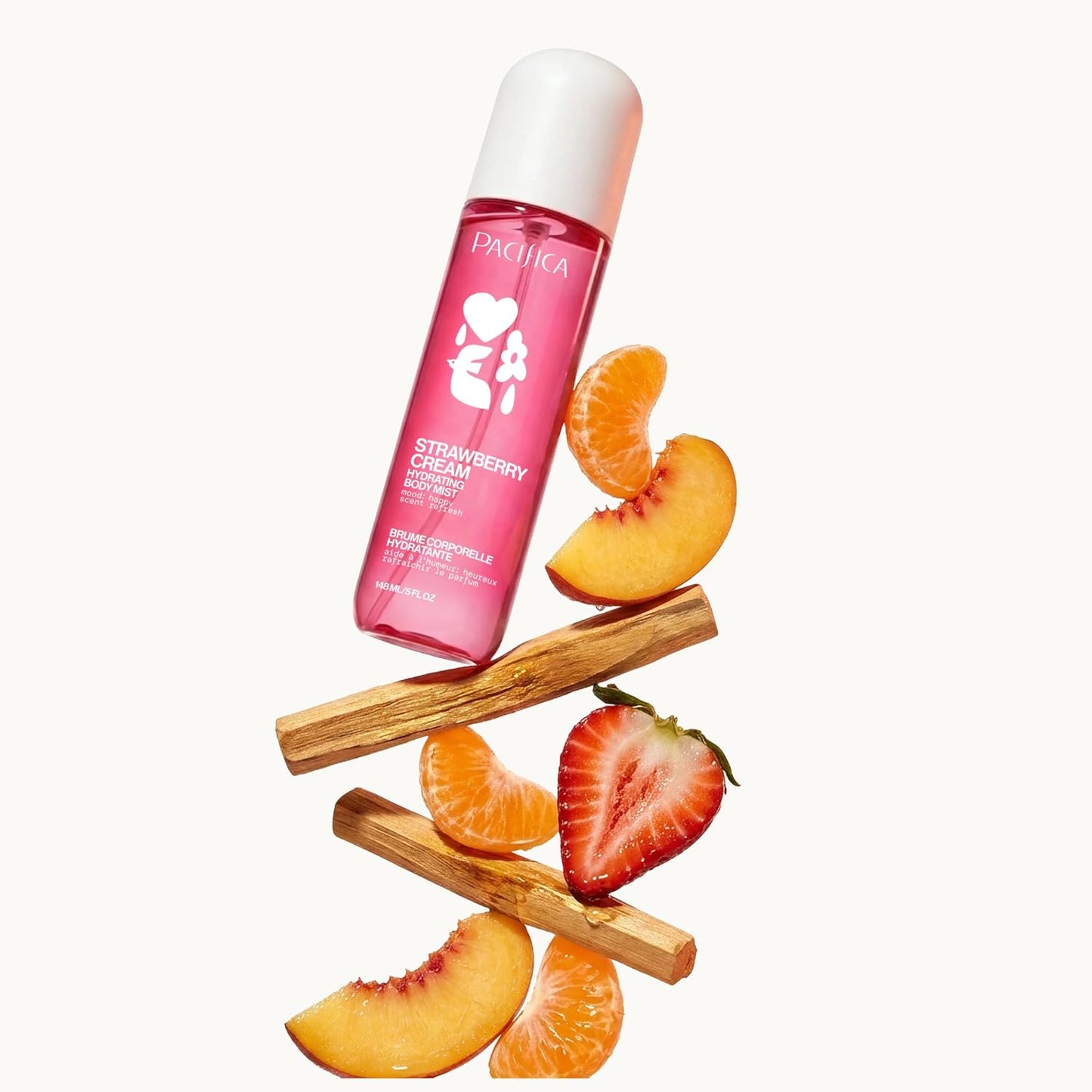 Pacifica Strawberry Cream Body Mist for Women - Hydrating Fruity Fragrance Spray | Vegan, 5 oz