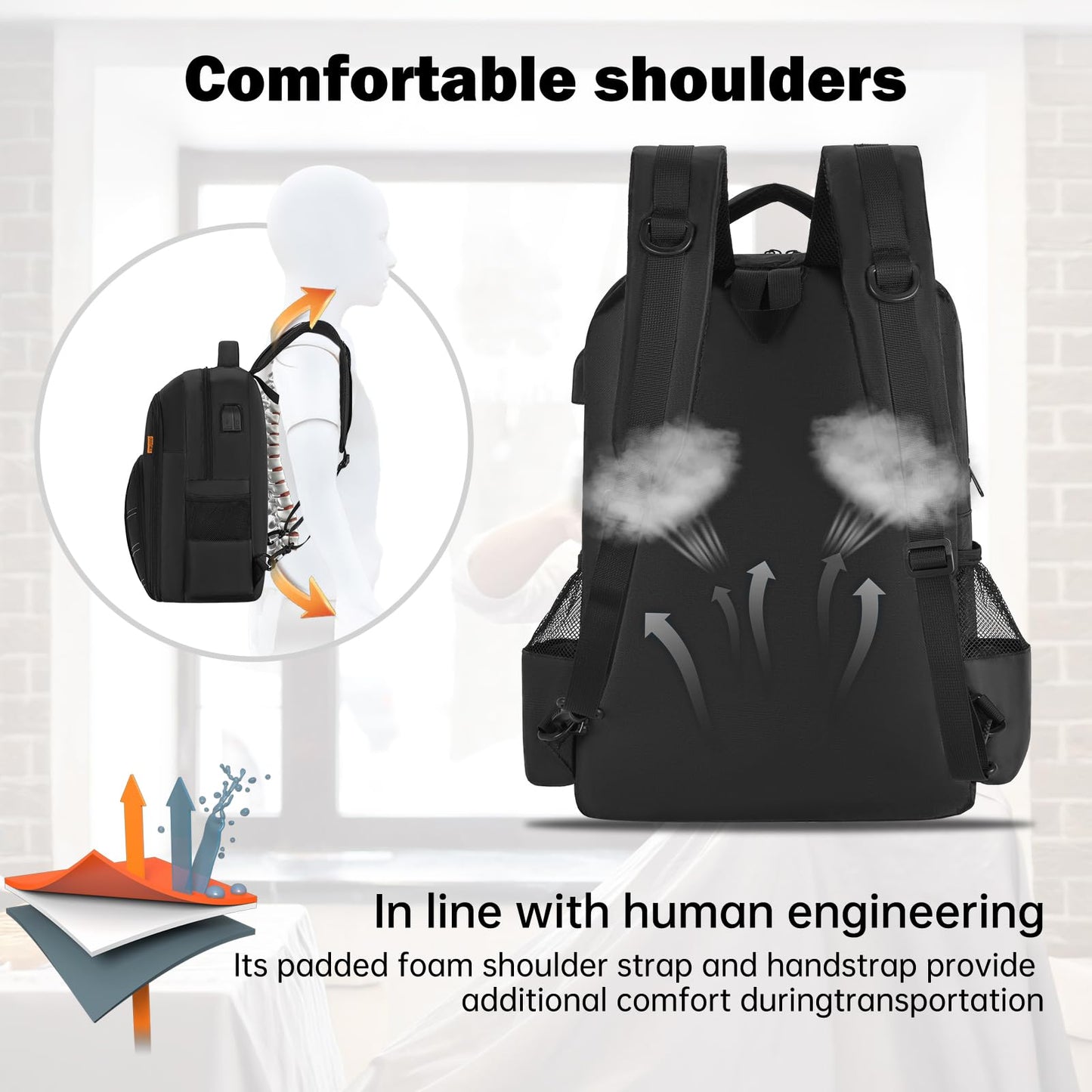 OUUTMEE Barber Supplies Bag, Portable Backpack Bags Organizer for Clippers and Supplies, Travel Hairstylist Clipper Case for Barber Hair Cutting Kits with USB Port