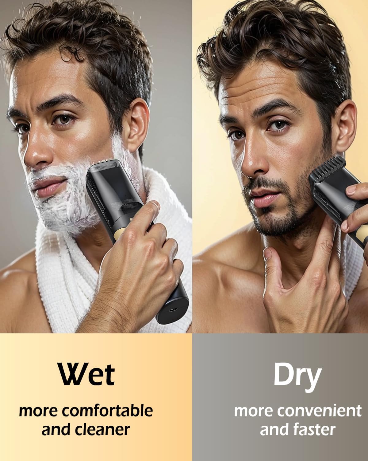 Beard Trimmer for Men - Rechargeable Electric Vacuum Trimmer with 2 Combs & 1-20mm Adjustable Length | Waterproof Cordless Mustache Trimmer