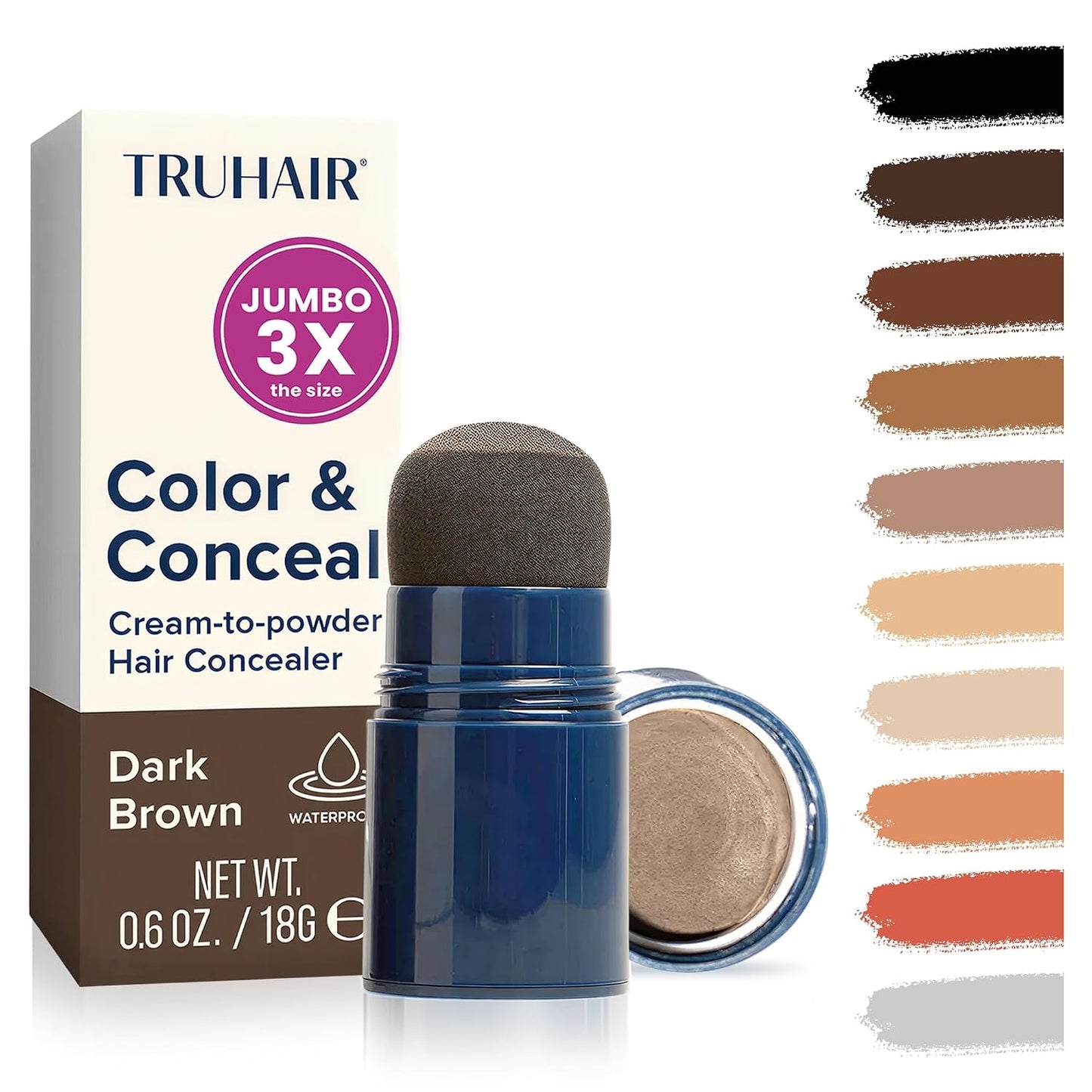 TRUHAIR Color & Conceal Waterproof Root Touch Up - Gray Coverage & Hairline Filling | Auburn Shade