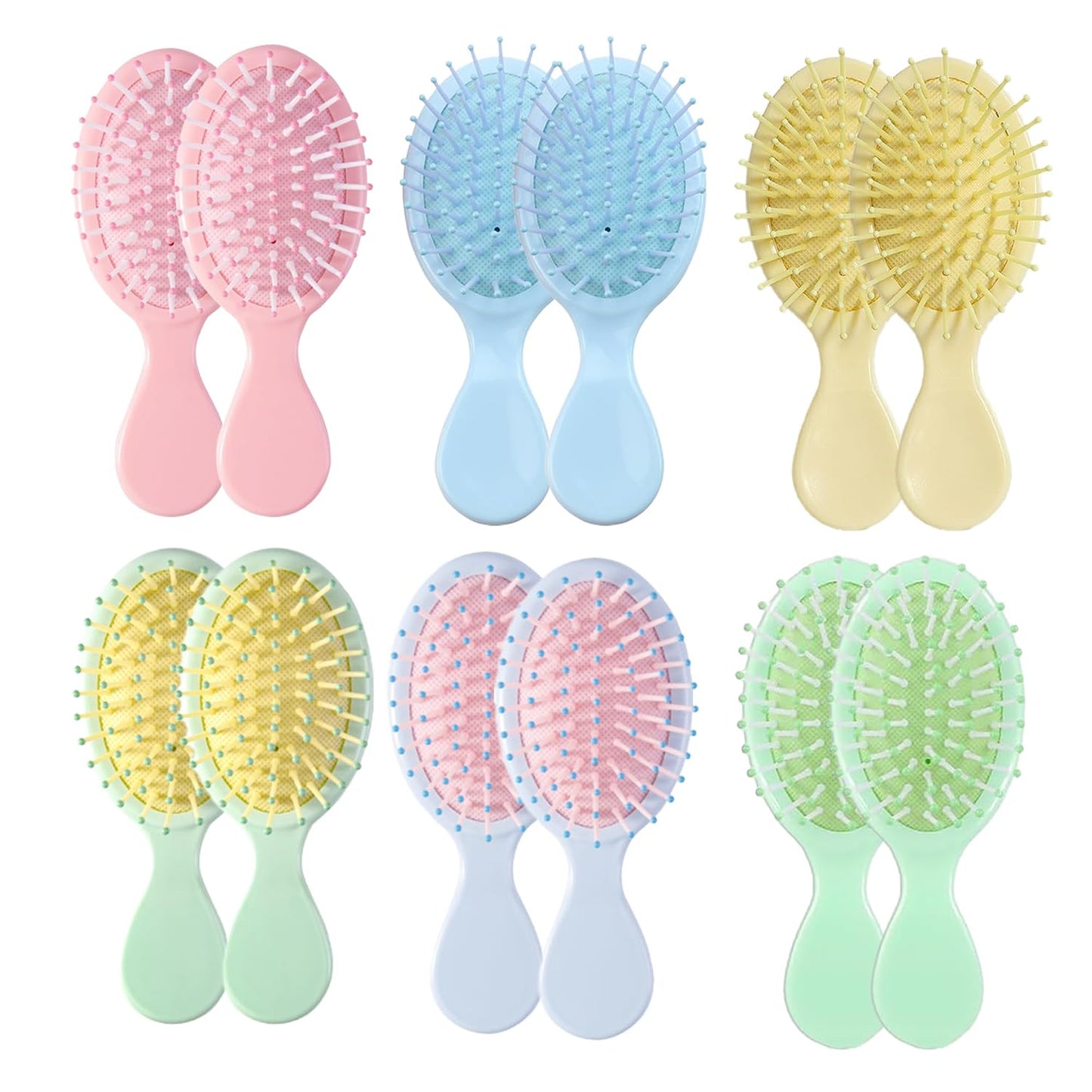 Mini Hair Brush Set - 12 Pcs Travel Detangling Brushes for All Hair Types | Pink with Exquisite Packaging