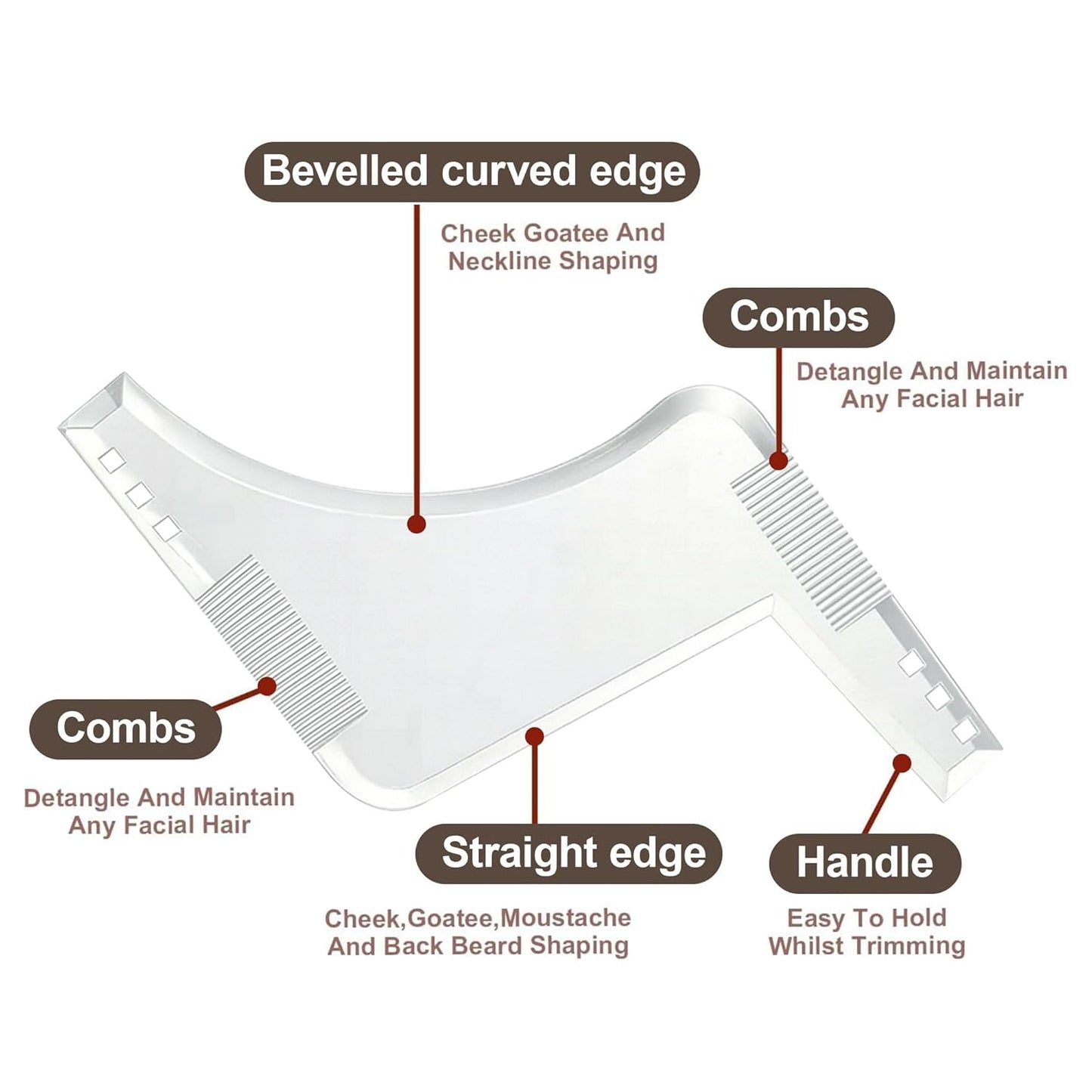 Beard Shaping Tool - Precision Styling Template with Built-in Comb | Ideal for Edging & Grooming