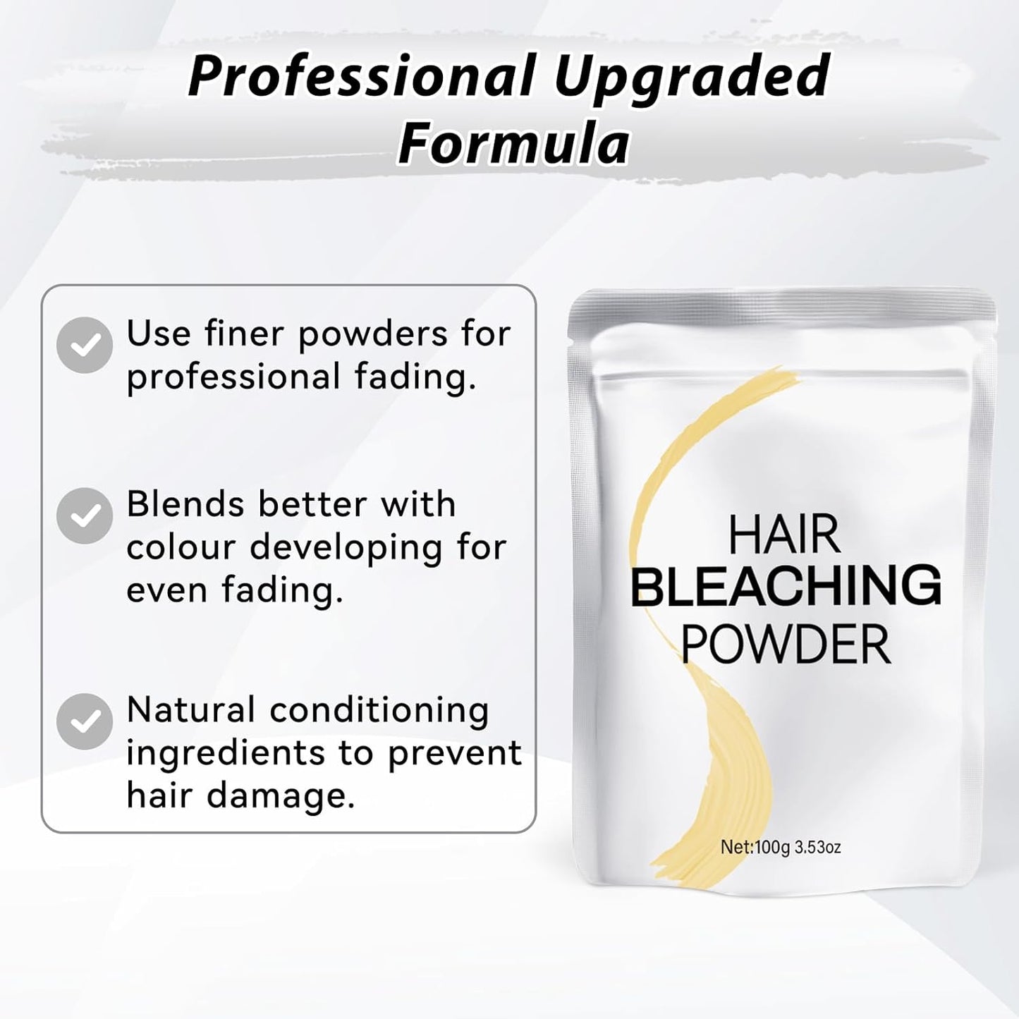 Hair Bleach Powder - Professional Lightening Formula for DIY Highlights | Strong & Gentle, 100g/3.53oz