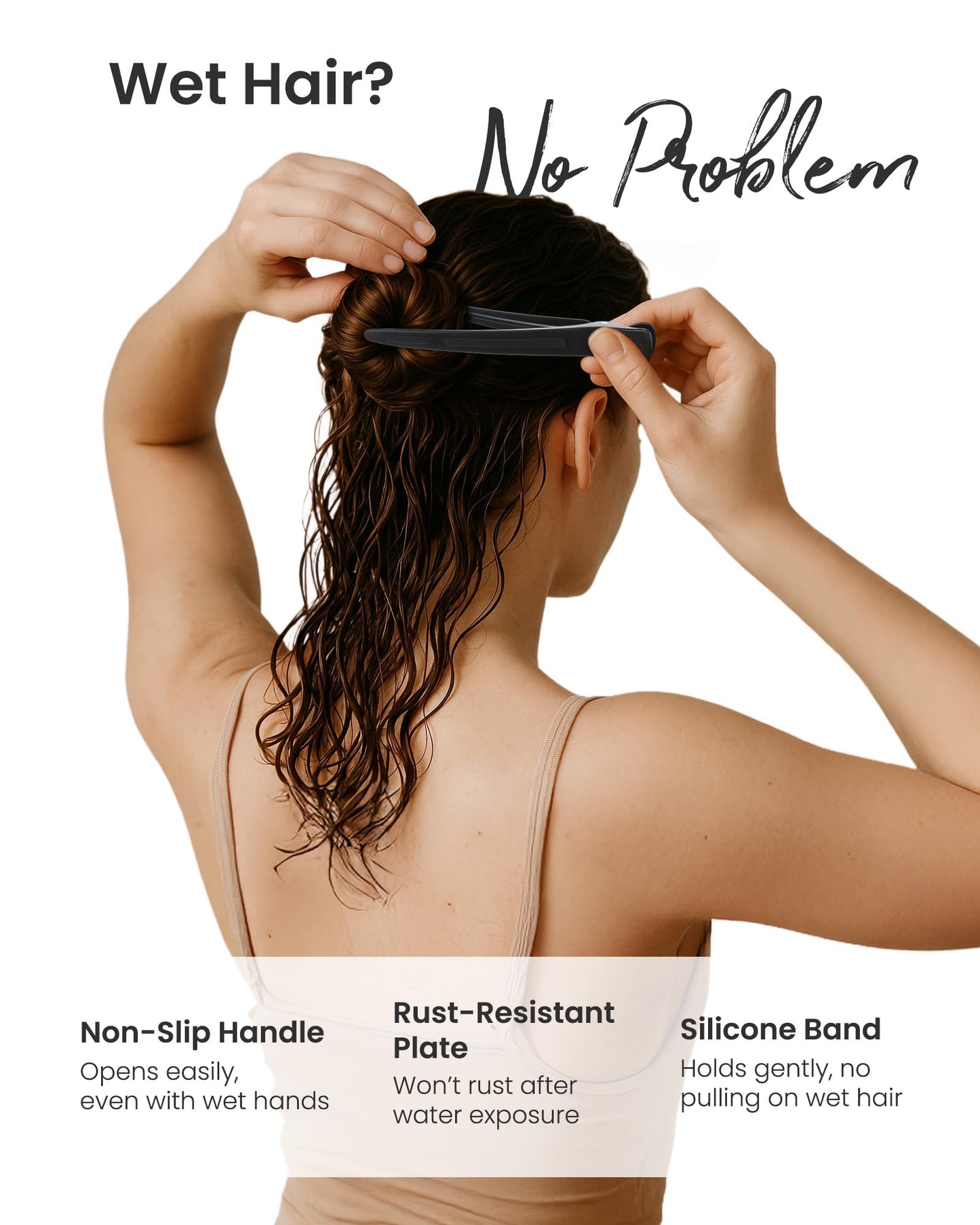 AIMIKE Hair Clips for Styling Sectioning,Upgraded 6pcs No Crease Duckbill Hair Clips with Built-In Silicone Band