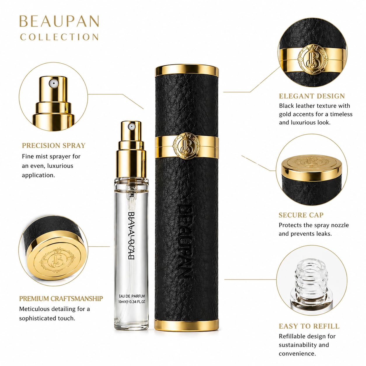 Black Gold Perfume Gift Set for Women - Mini Travel Kit | Long-Lasting Spicy Woody Fragrance with Bergamot, Black Vanilla & Sandalwood