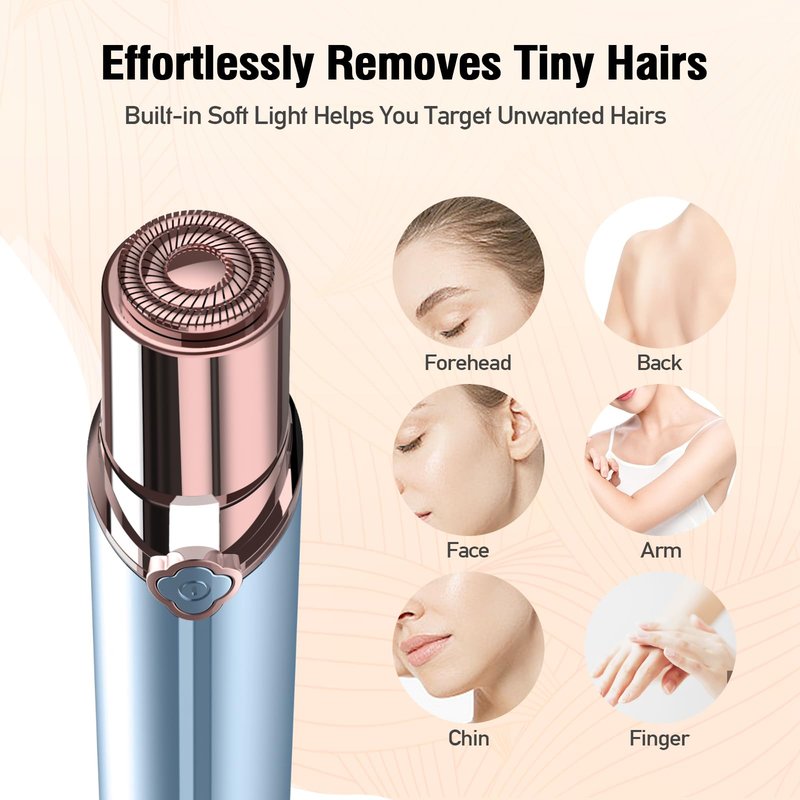 SEIHAI Facial Hair Remover for Women, Rechargeable Face Shavers for Women,Included 2 x Replacement Heads, Upper Lip, Chin, Face Hair Remover Peach Fuzz Remover