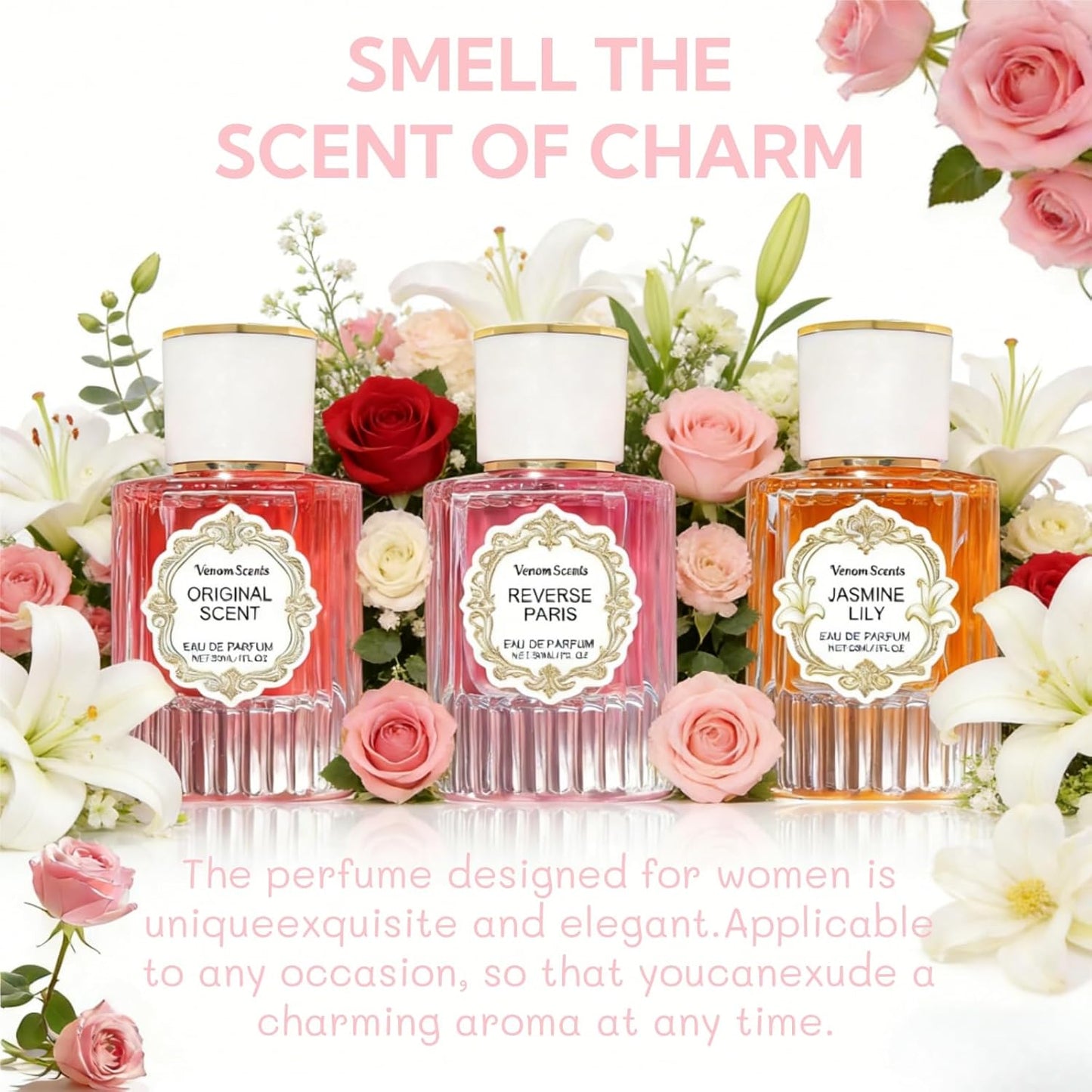 Floral Perfume Collection - 3PCS Pheromones for Women | Jasmine, Lily & Peony - 3 Fl Oz