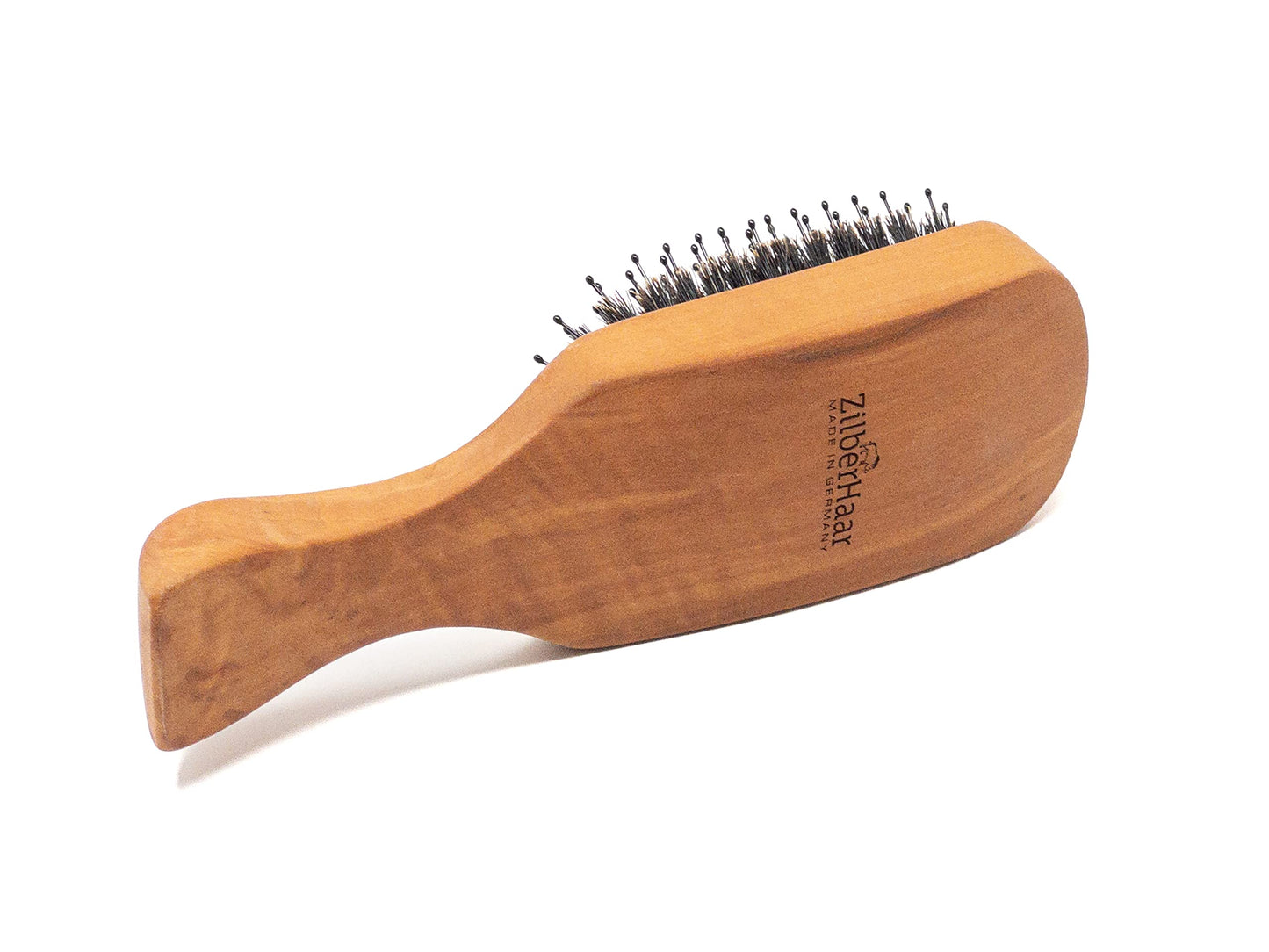 ZilberHaar - Major Hair & Beard Brush for Thick Hair - Boar Bristles, Pearwood, Cushion & Nylon Pins - Detangling & Styling - Made in Europe