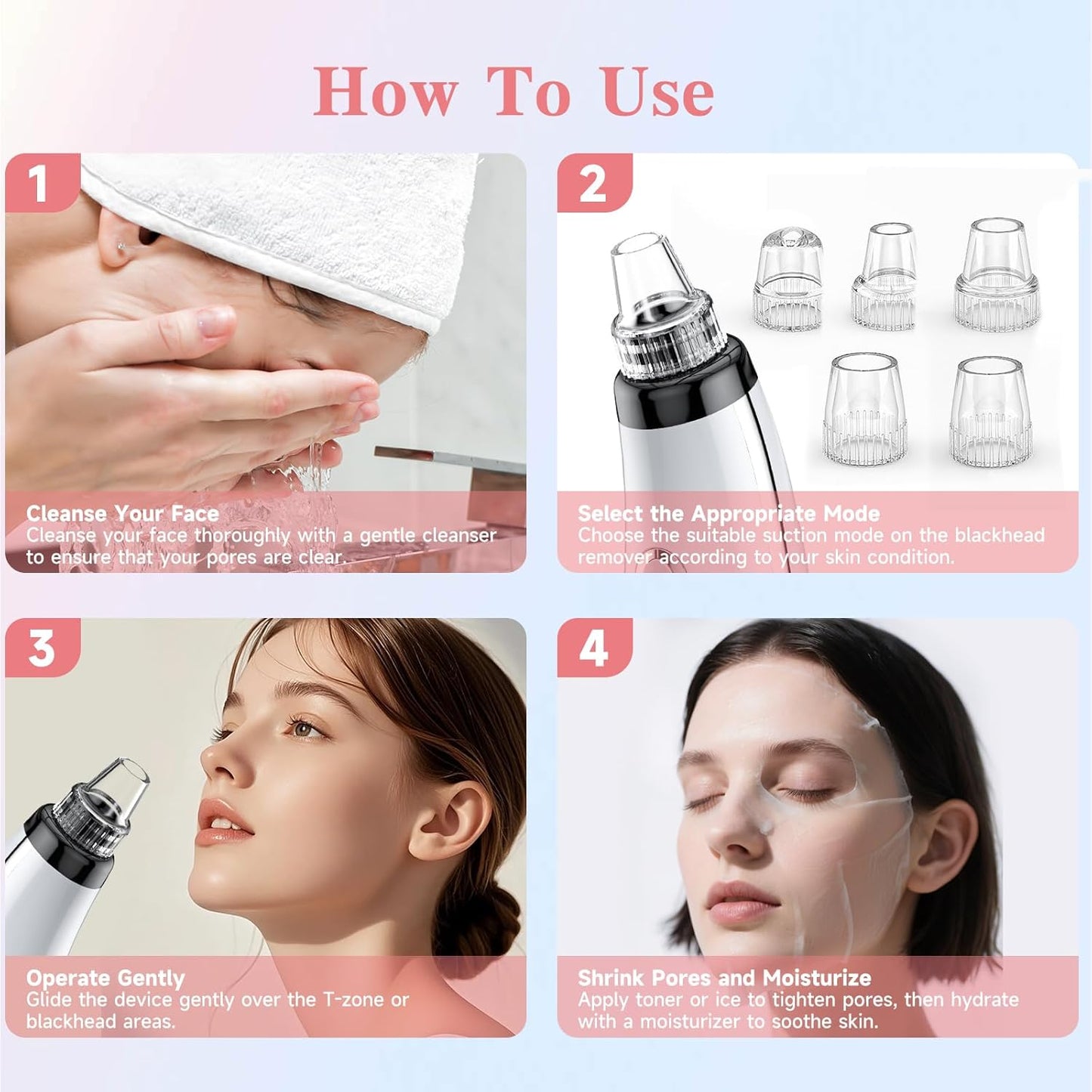 Blackhead Remover Vacuum - Electric Pore Cleaner with 5 Suction Levels | USB Rechargeable Kit for Men & Women