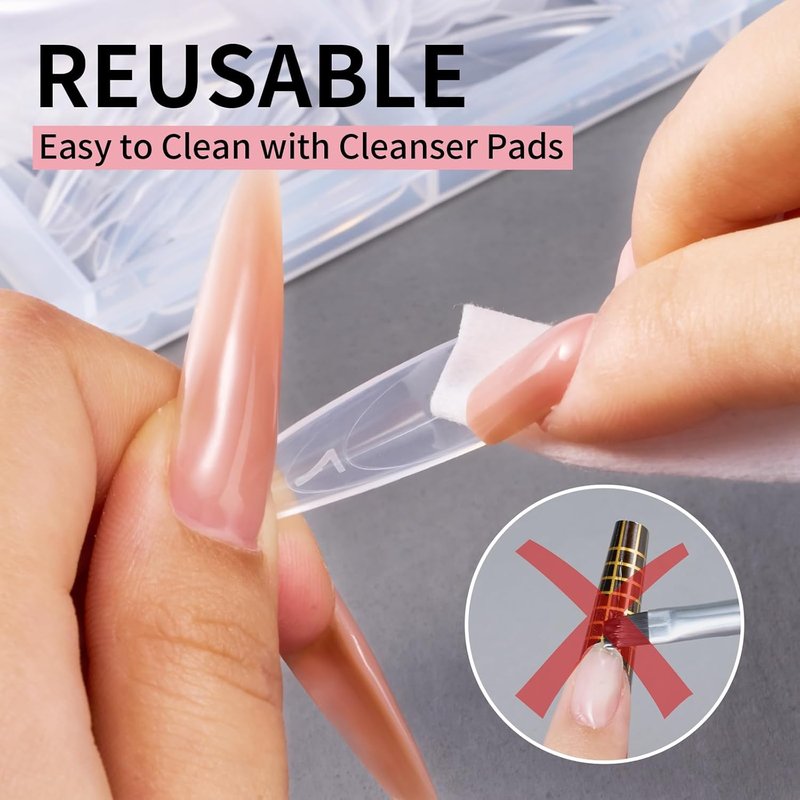 Makartt Dual Nail Forms - Long Almond Shape Molds for Gel Extensions | 280 Pcs, 14 Sizes, Reusable DIY Manicure