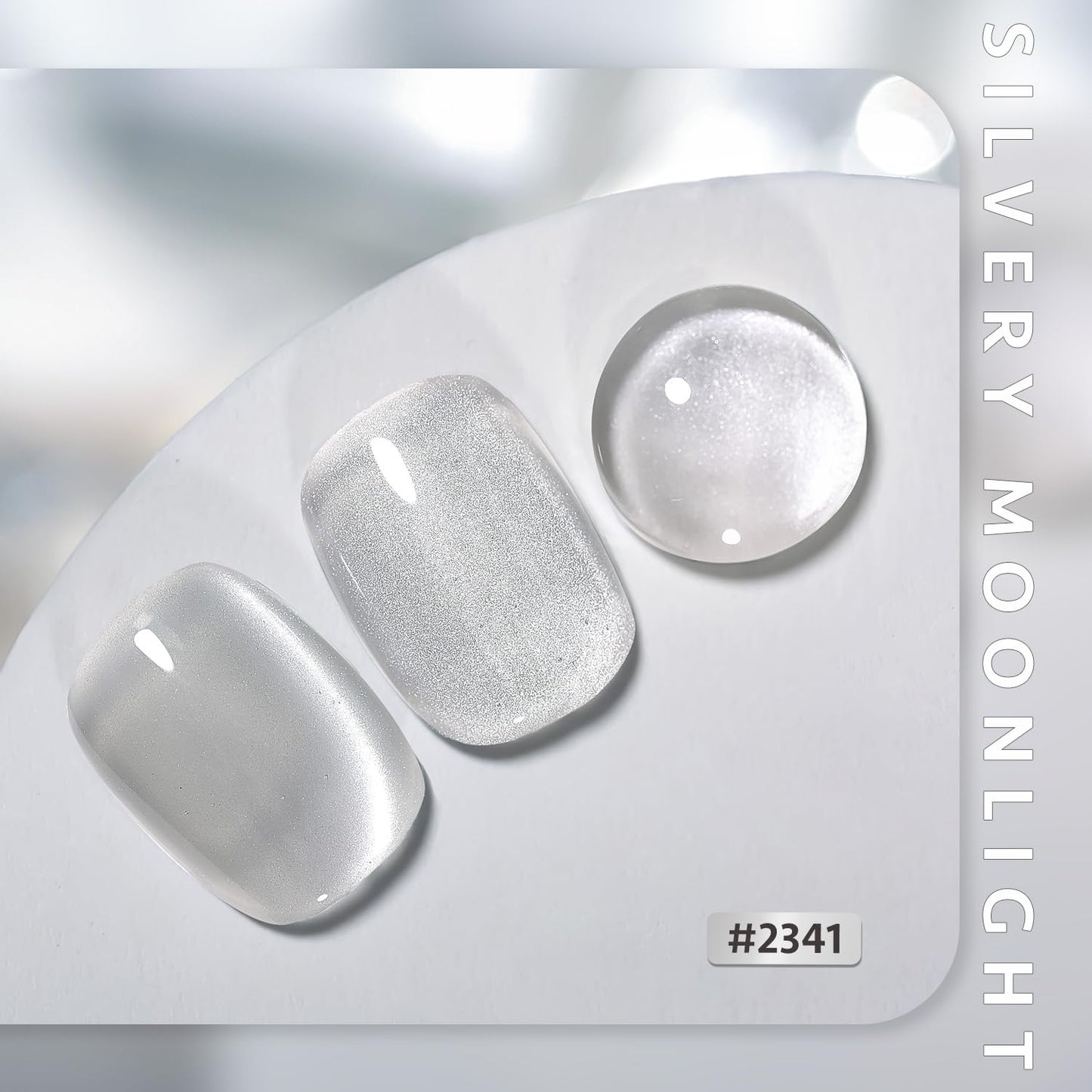 Glassy Cat Eye Gel Nail Polish - 16ml Holographic UV Gel with Magnet | Silvery Moonlight Reflective Finish