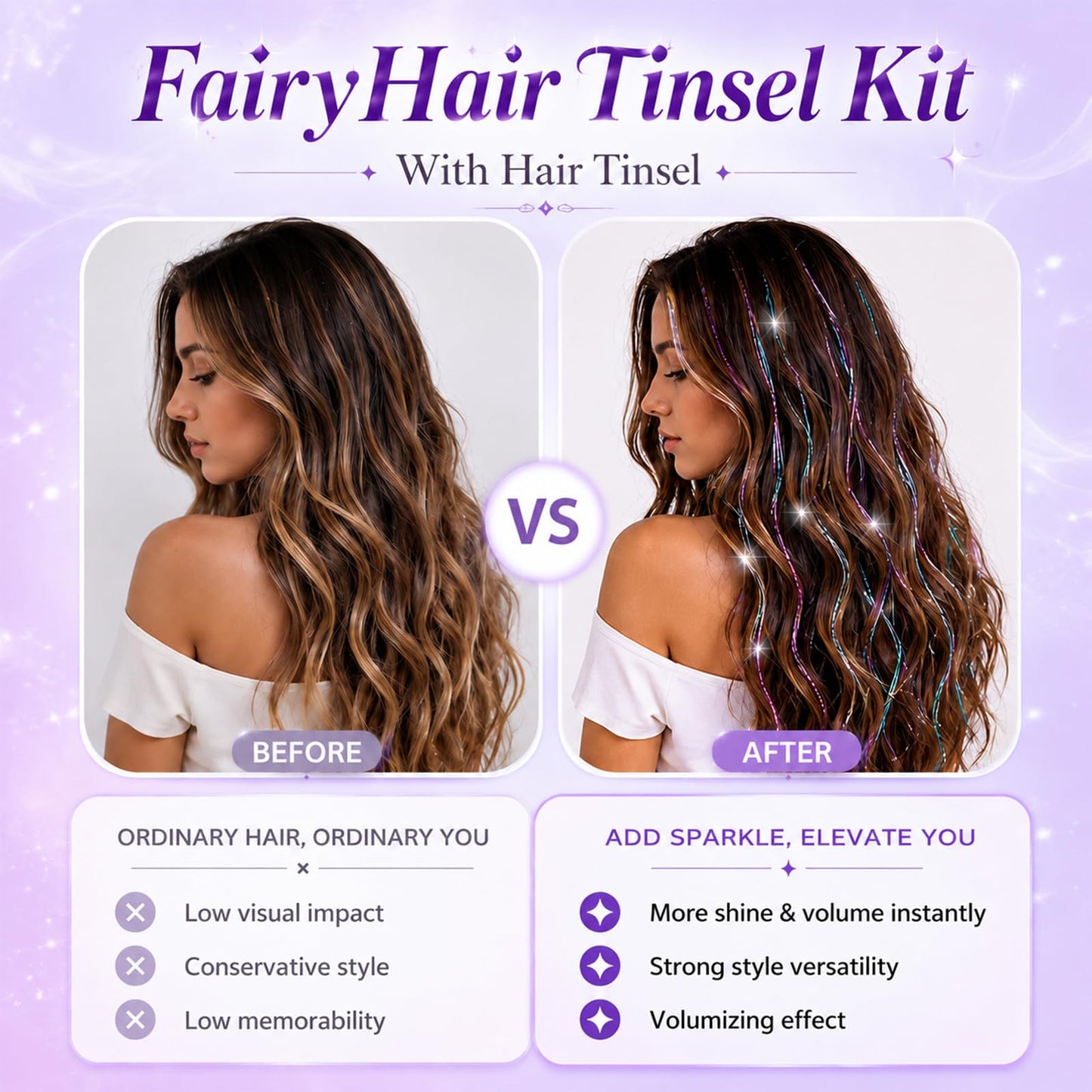 Hair Tinsel Kit 20 Colors Glitter Tinsel Hair Extensions for Women Girls