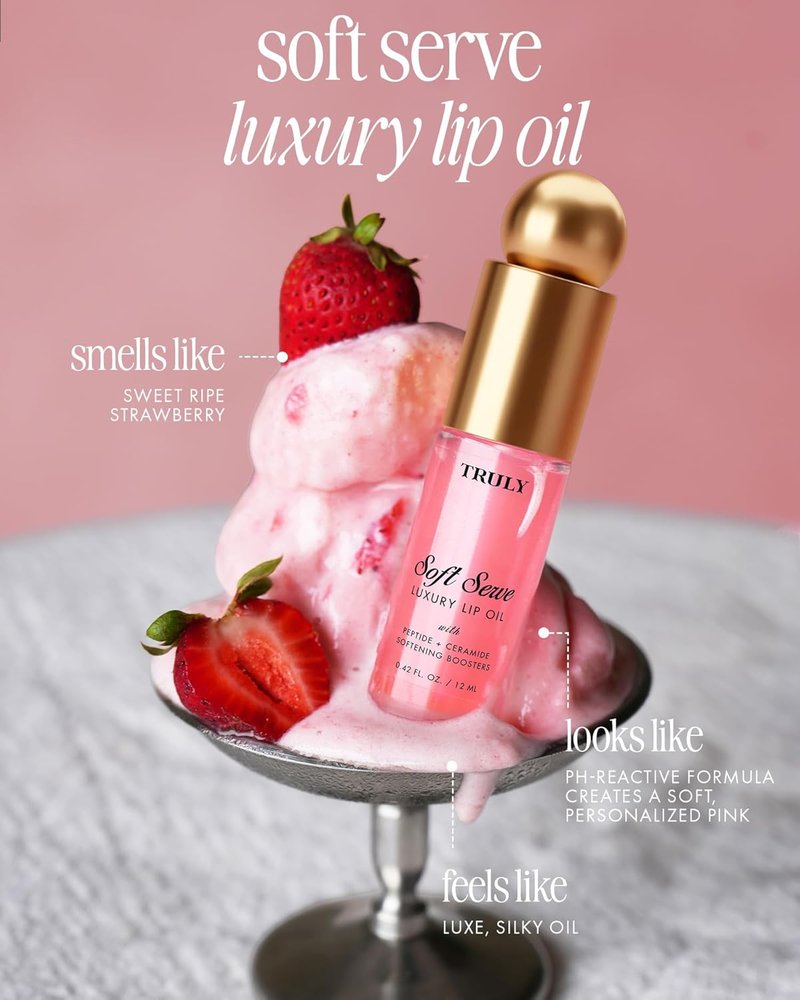 Truly Beauty Lip Oil - Moisturizing Peptide Formula with Vitamin E & Ceramides | Softens Dry Lips & Restores Smoothness