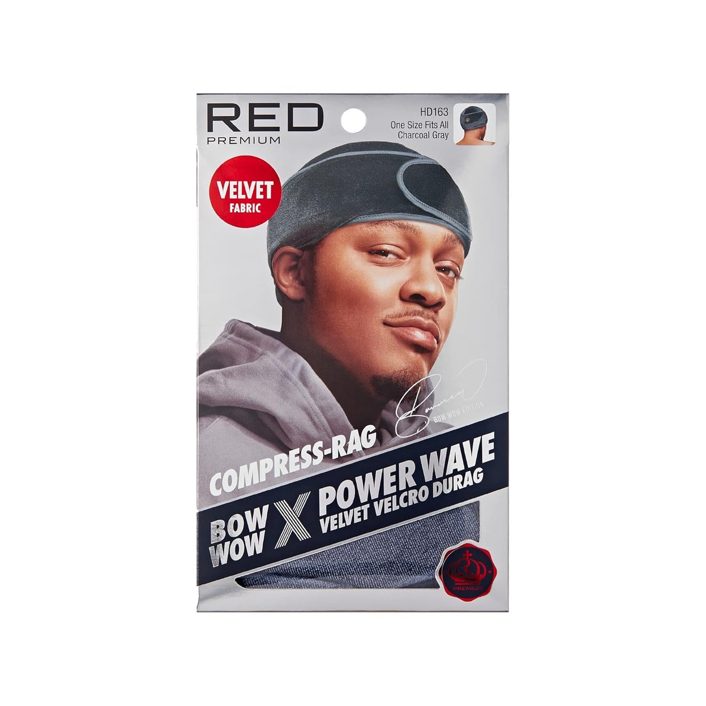Premium Bow Wow X Power Wave Durag - 360 Wave Compression Cap for Men & Women | Adjustable Hook-and-Loop Strap, Jumbo Spandex - Black