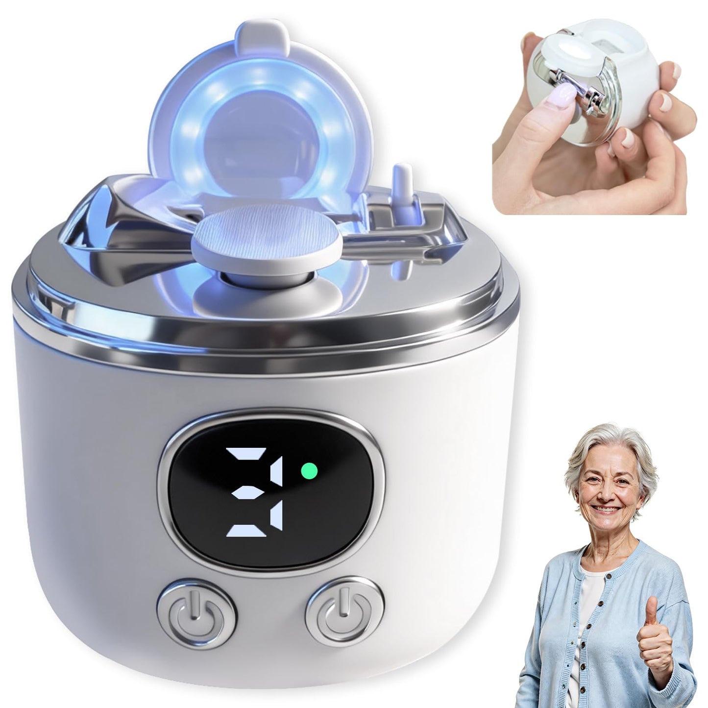 2026 Upgraded Electric Nail Clippers for Seniors with Magnifying Glass LED Light, 3 Speed, 2 Nail Clipper Adjustable Automatic Fingernail Trimmer Suitable for Infants, Children, Adult，Elderly (White)