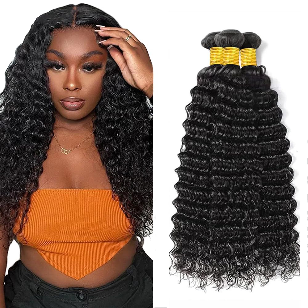 Deep Wave Bundles Deep Wave Human Hair Bundles Black Bundle Human Hair Wet And Wavy Bundle 12 14 16 Inch 150g
