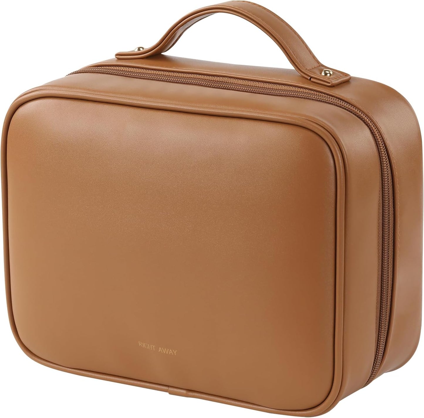 Travel Toiletry Bag for Women - Waterproof Makeup Organizer with Compartments | Portable Cosmetic Case in Brown