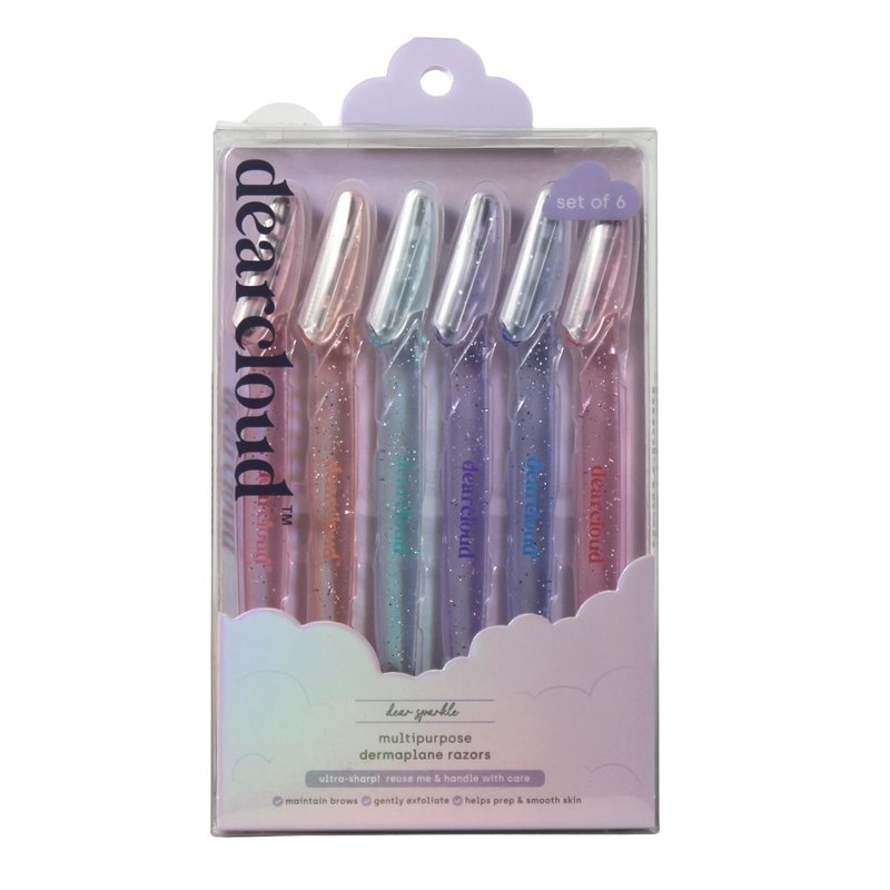 dearcloud Dear Sparkle Multipurpose Dermaplane Razors – Set of 6 – Flawless Facial Hair Remover, Dermaplane Razor for Women Face & Exfoliation Tool (Dear Sparkle)