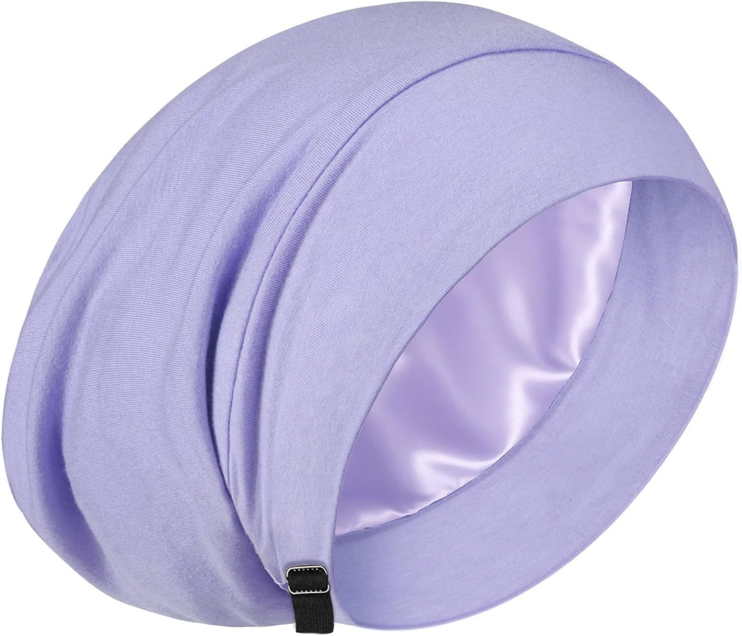 100% Mulberry Silk Bonnet for Sleeping | Real Silk Lined Cap for Curly Hair - Black
