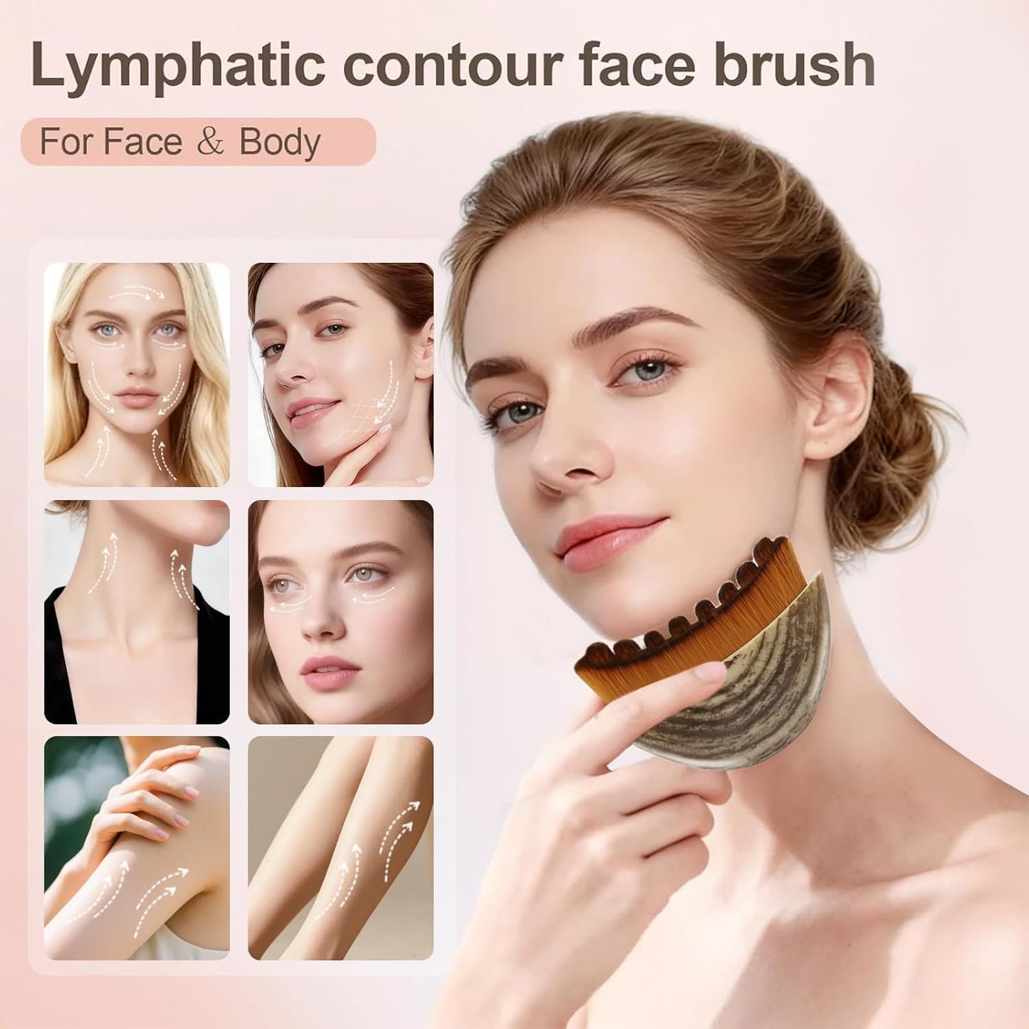 Lymphatic Contour Face Brush Set - Sculpting & Anti-Puffiness Tool | Ultra Soft Dry Brush for Jawline Massage & Drainage