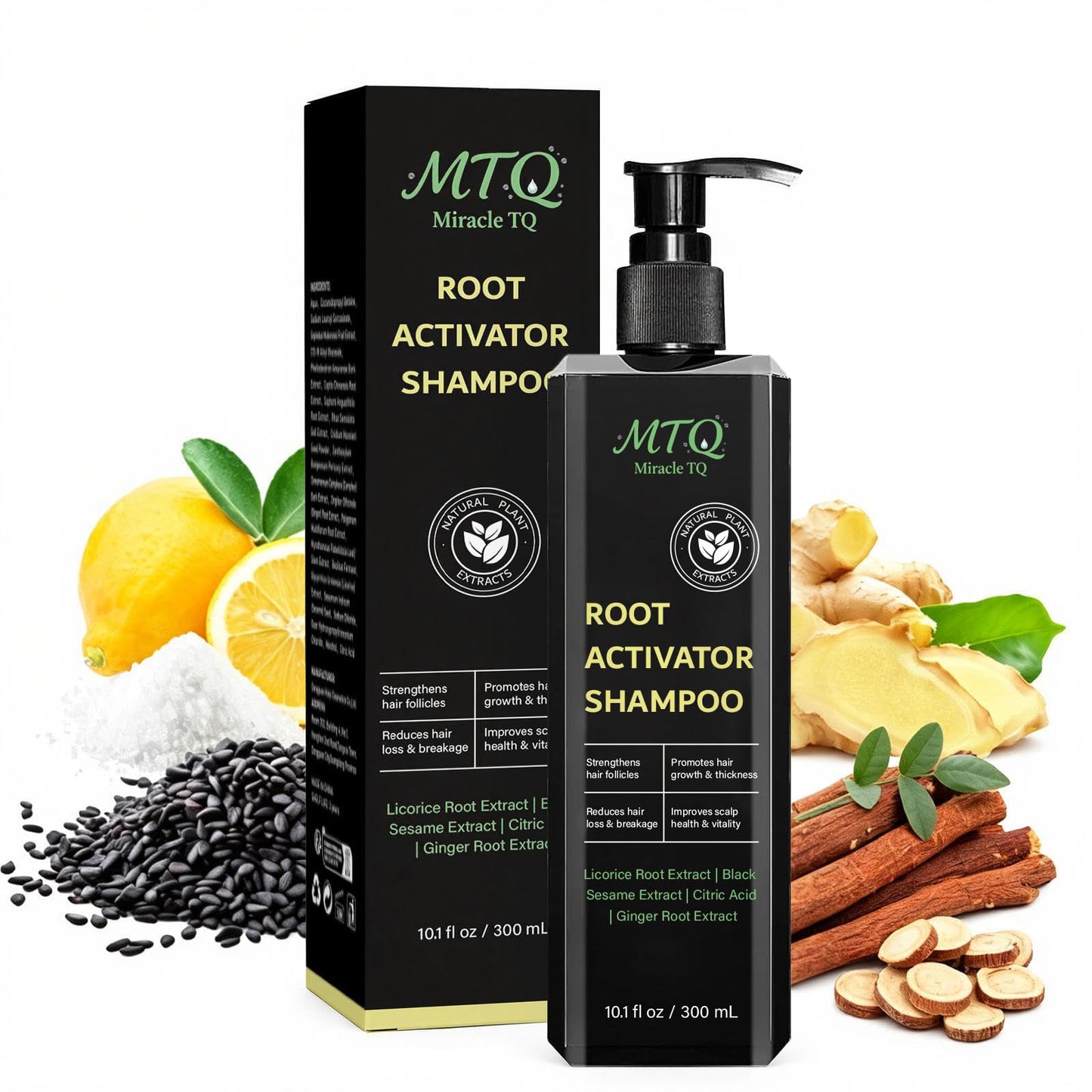Miracle TQ Root Activator Shampoo for Men & Women - Anti Hair Loss & Mens Hair Regrowth Shampoo with Natural Herbal Ingredients & Biotin - For Scalp Health & Cooling Sensation, 10.1 Fl Oz /300ml