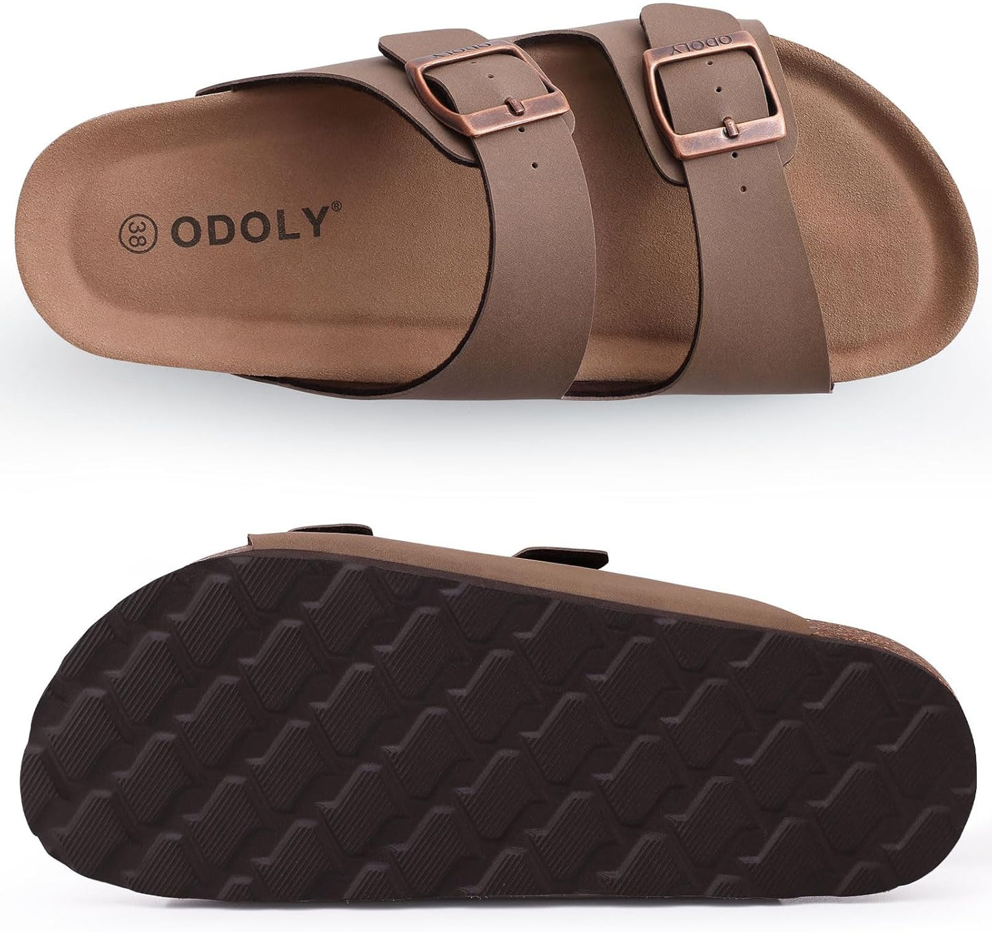 Cork Footbed Slide Sandals - Unisex Summer Outdoor Sandals with Arch Support & Adjustable Buckle | Comfortable Fit