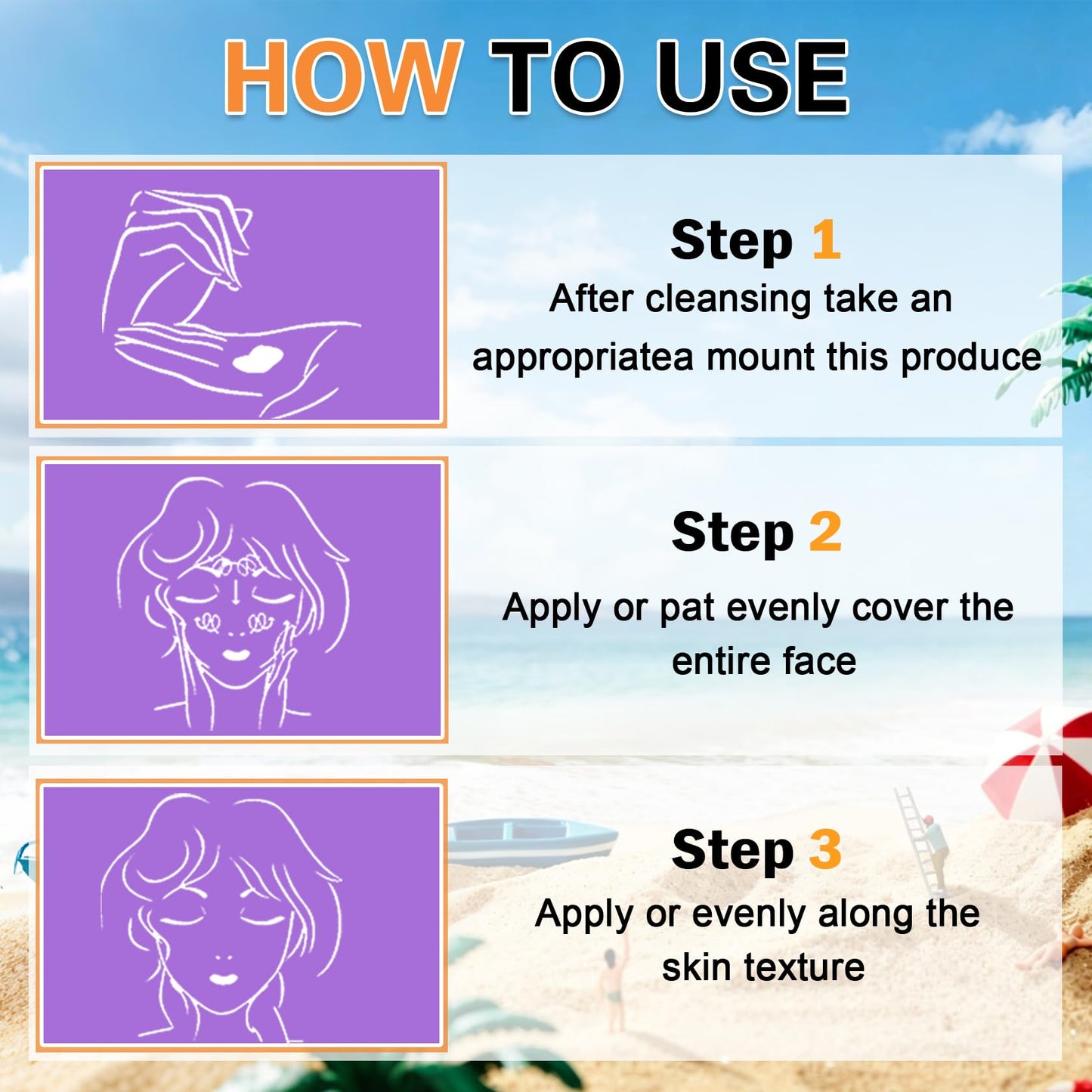 2PCS 3 In 1 Primer for Face Before Makeup SPF 50 Sunscreen with Sponge