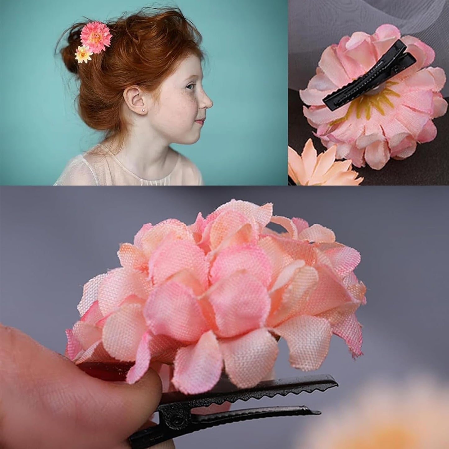 Flower Hair Clips - 21 Pcs Boho Floral Barrettes for Women | Pink & Purple Bridal Accessories