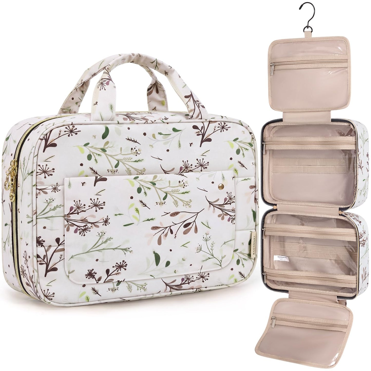 Toiletry Bag | Water-Resistant Travel Organizer with Hanging Hook - Medium Baby Pink