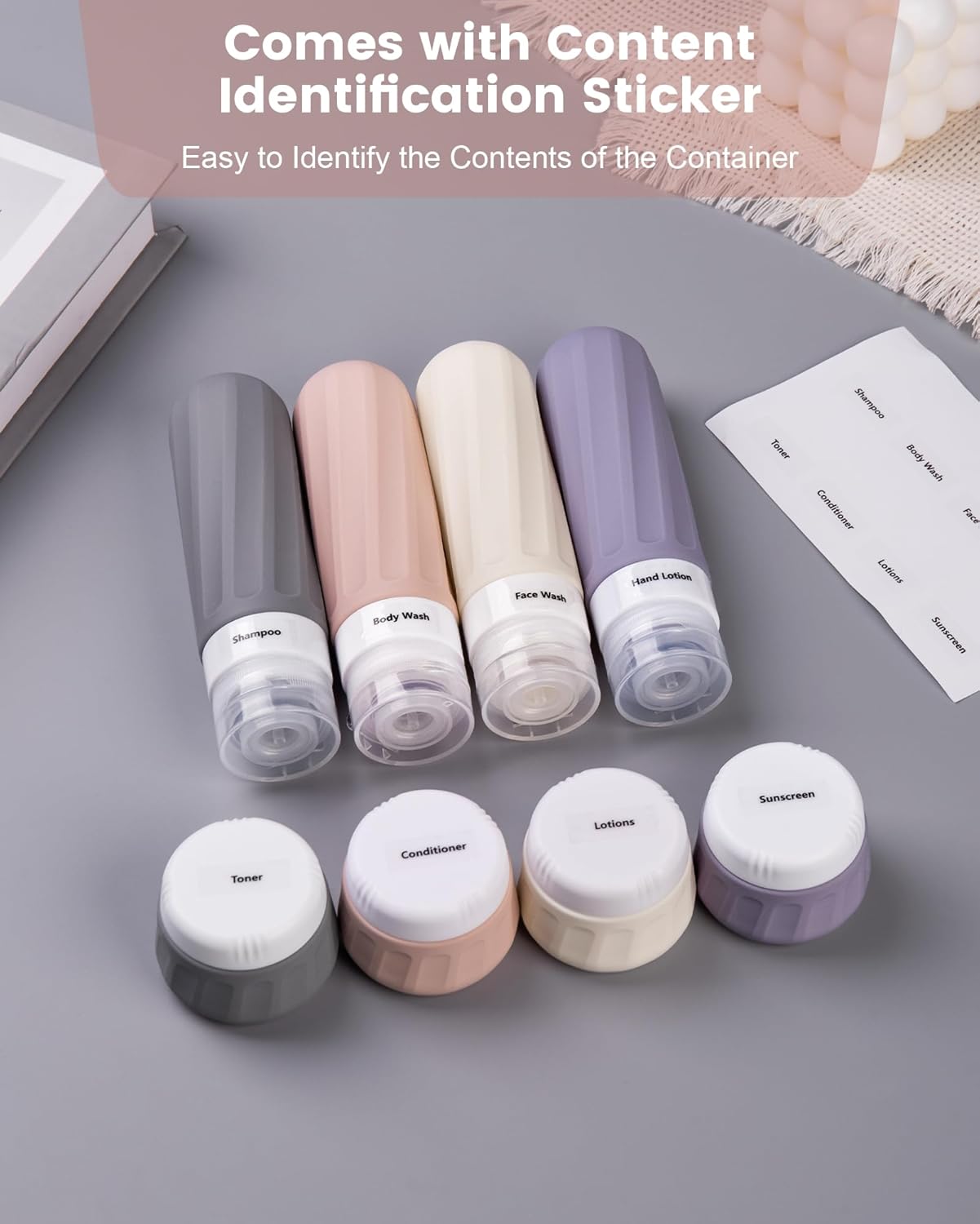 Travel Bottles for Toiletries - TSA Approved 8 Pack | Leak-Proof Silicone Containers with Clear Bag, 3oz