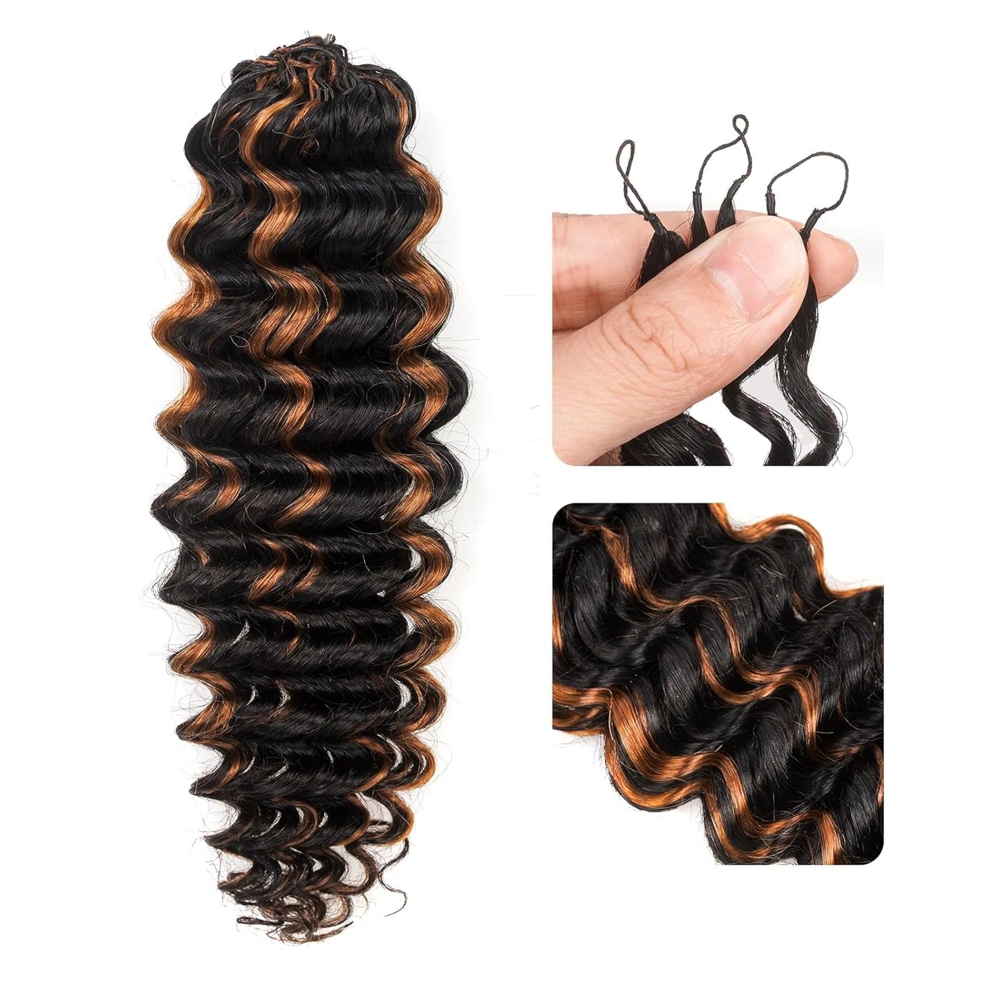 ToyoTress Ocean Wave Crochet Hair - 10 Inch Invisible Knotless Deep Curly Braiding Hair | Natural Color, 250G